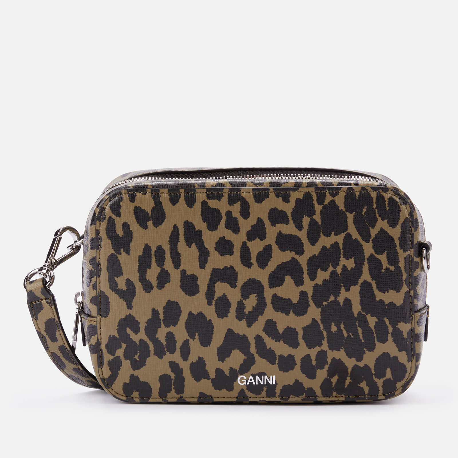 Ganni Women's Recycled Leather Cross Body Bag - Olive Drab