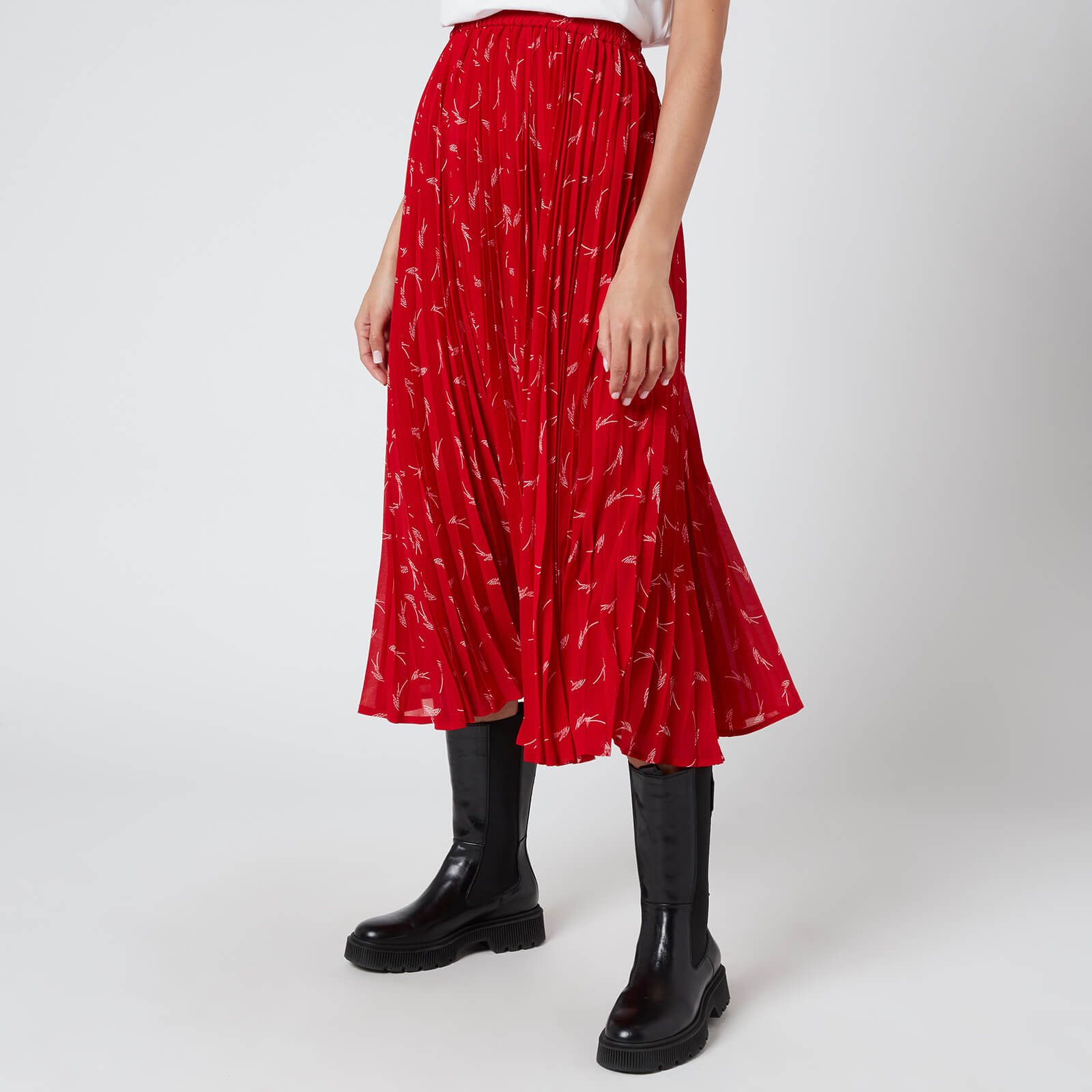 MICHAEL MICHAEL KORS Women's Signature Logo Pleated Skirt - Crimson - XS