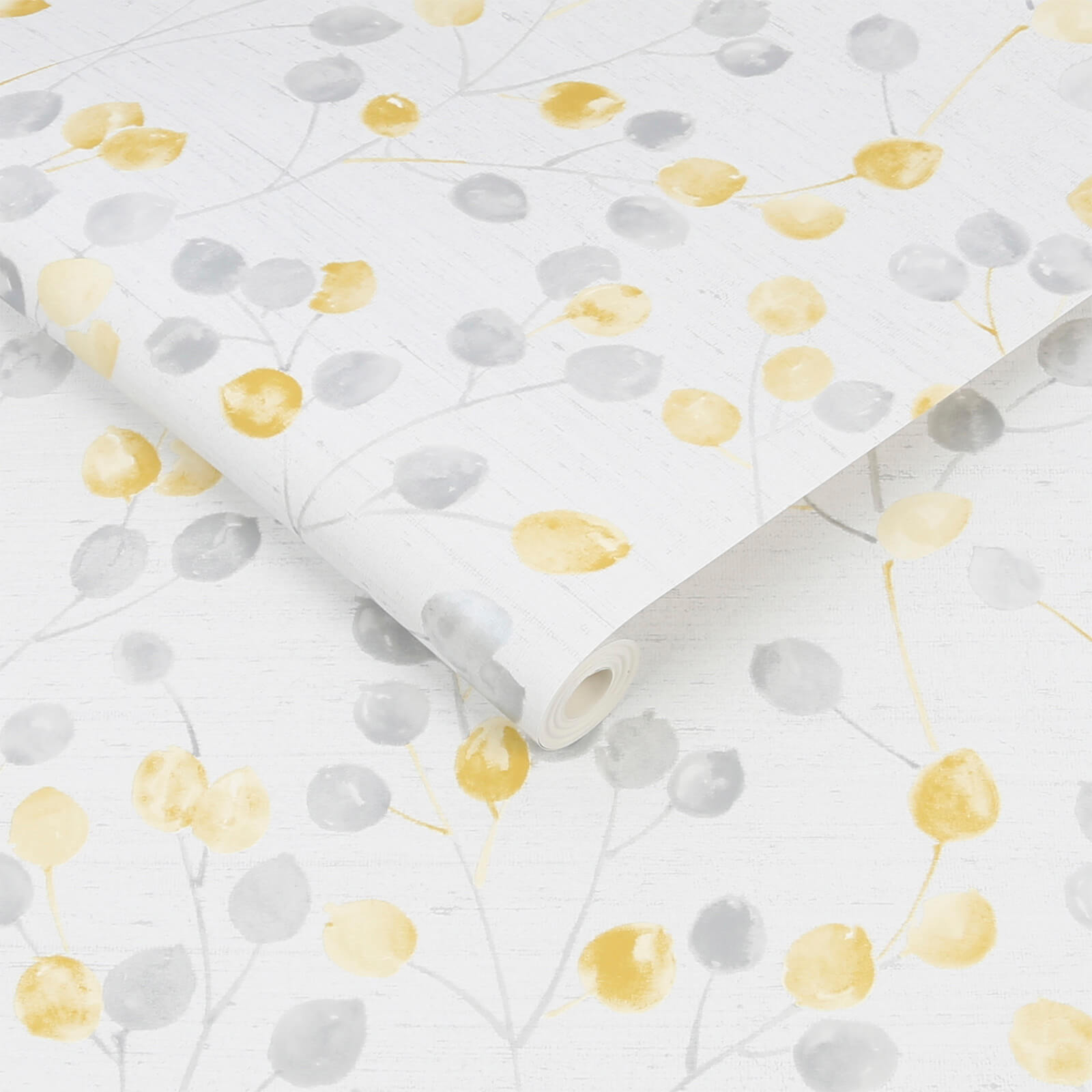 Fresco Grey/Ochre Honesty Floral Wallpaper| 