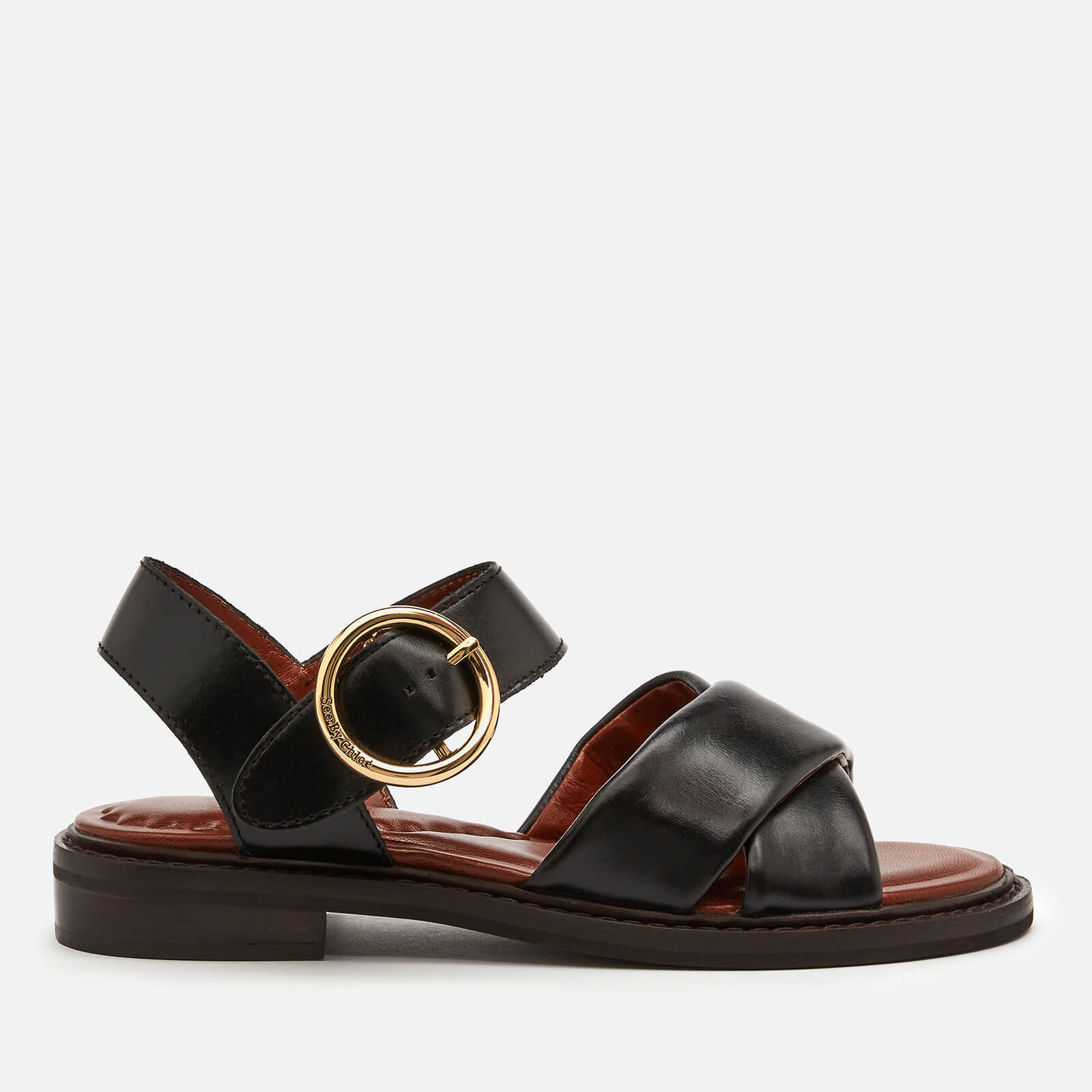 See By Chloe Women’s Lyna Leather Flat Sandals - Black