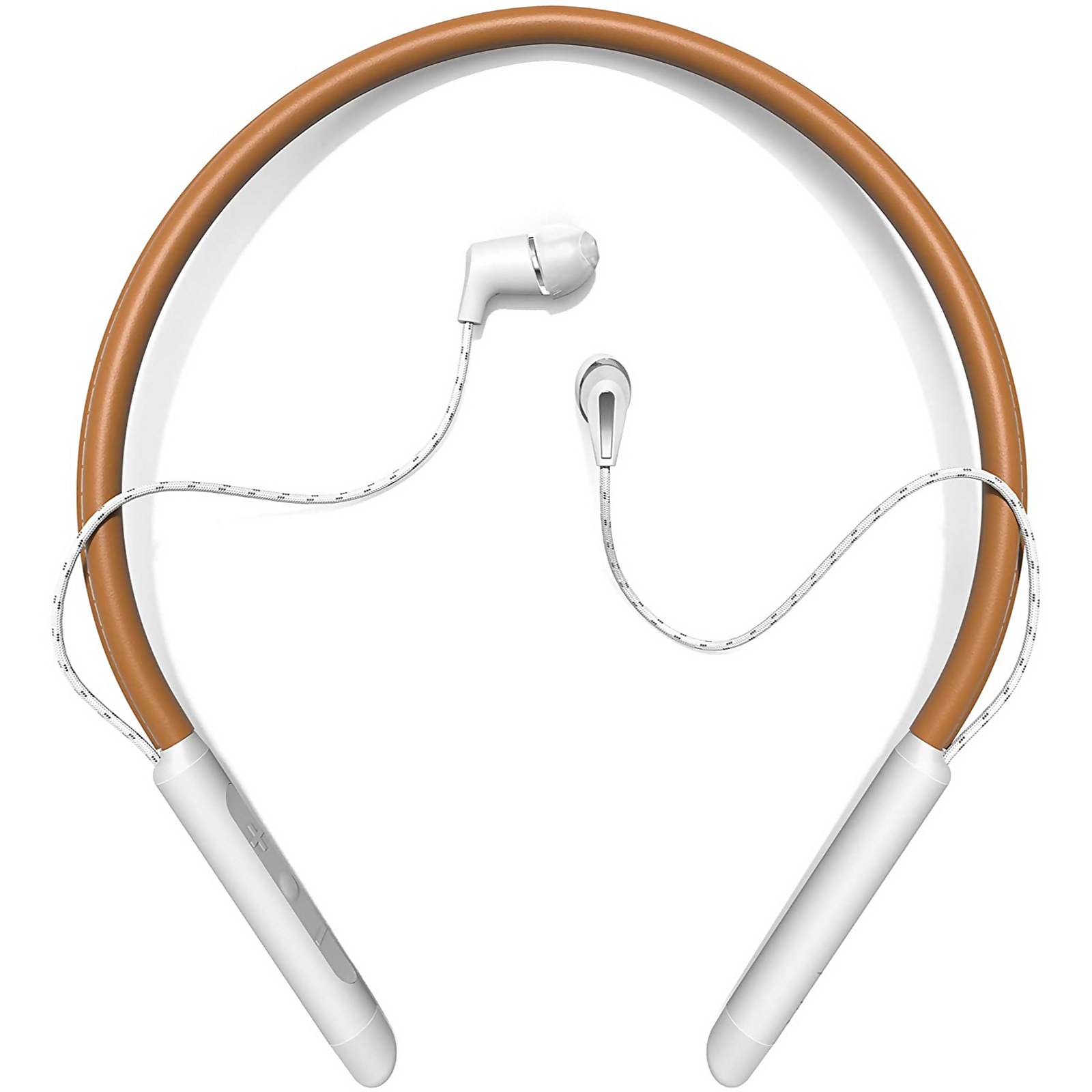 Klipsch T5 Wireless In-Ear Neckband In-Ear Headphones - Brown Leather & Silver