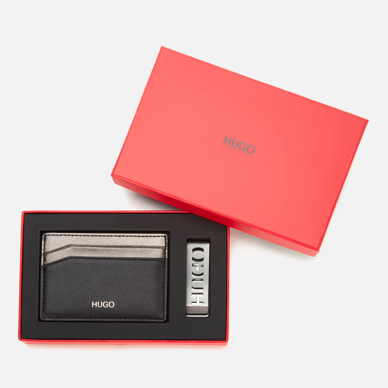 HUGO Men's Gbhm214_S Card Case Mclip Gift Set - Black