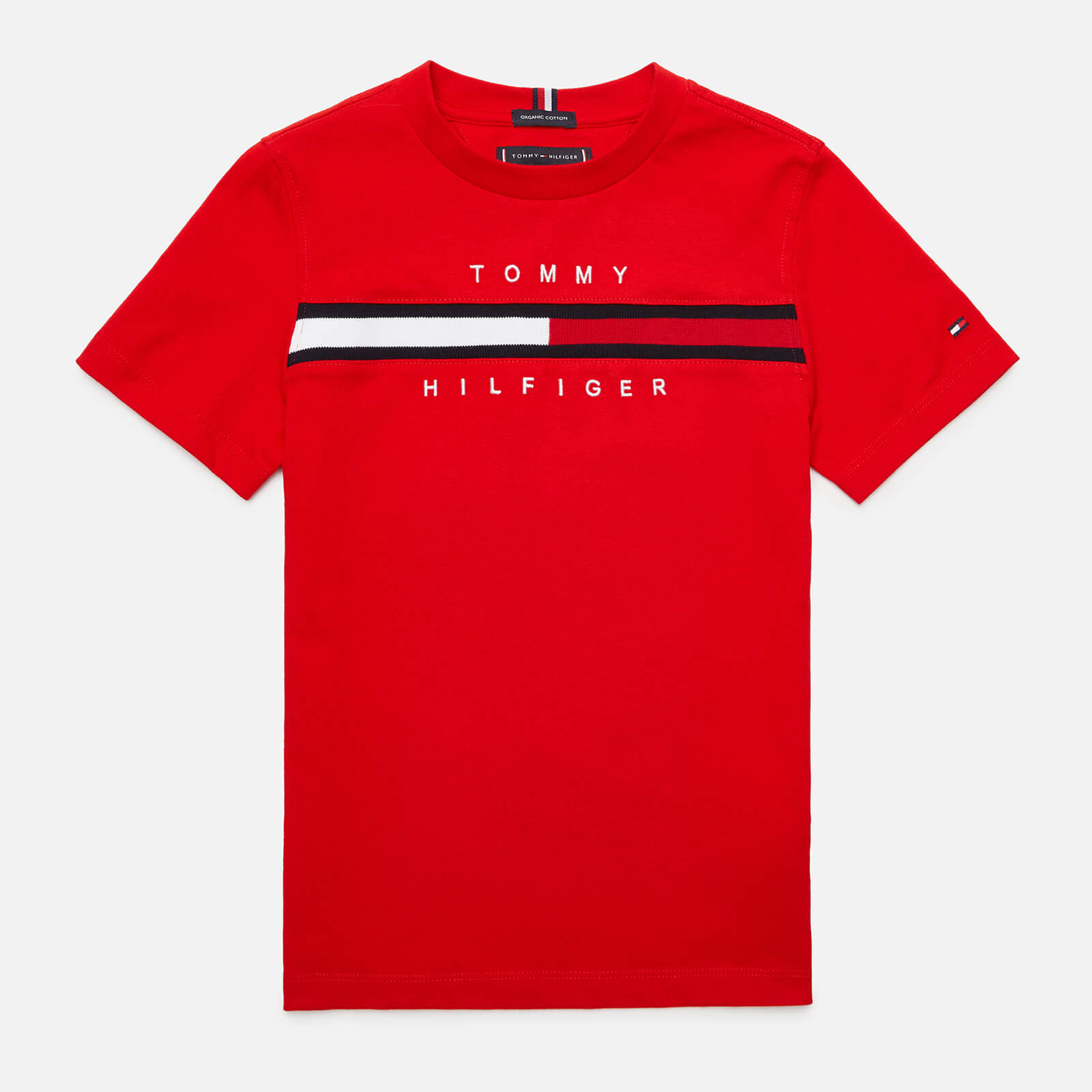 Tommy Hilfiger Boys' Flag Rib Insert T-Shirt - Deep Crimson - 8 Years