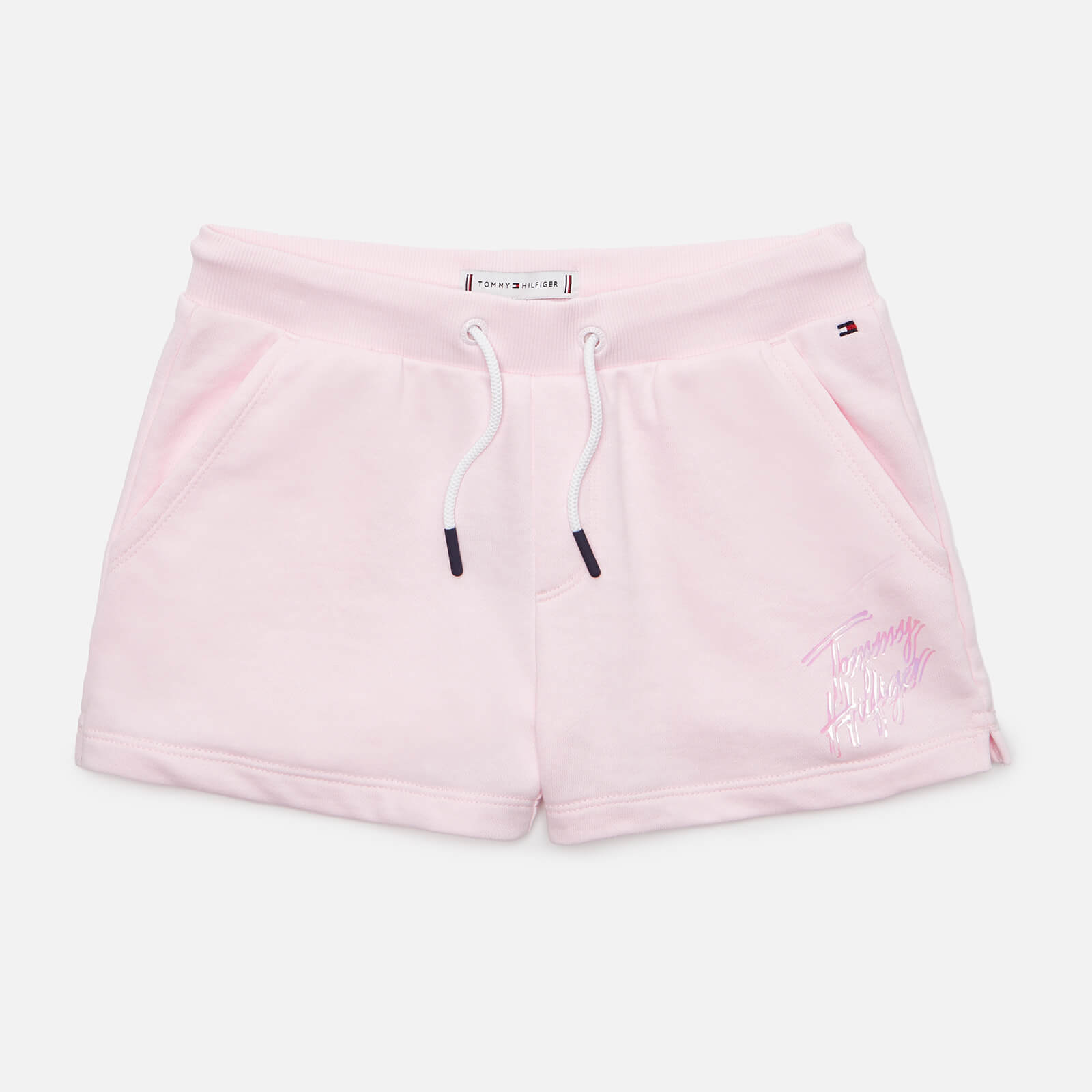 Tommy Hilfiger Girls' Script Print Sweat Shorts - Pink Breeze - 7 Years