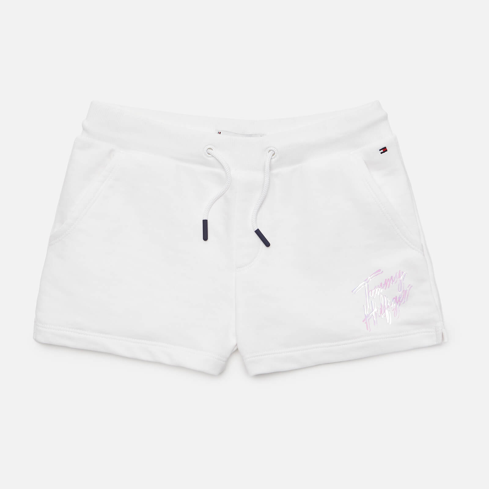 Tommy Hilfiger Girls' Script Print Sweat Shorts - White - 8 Years