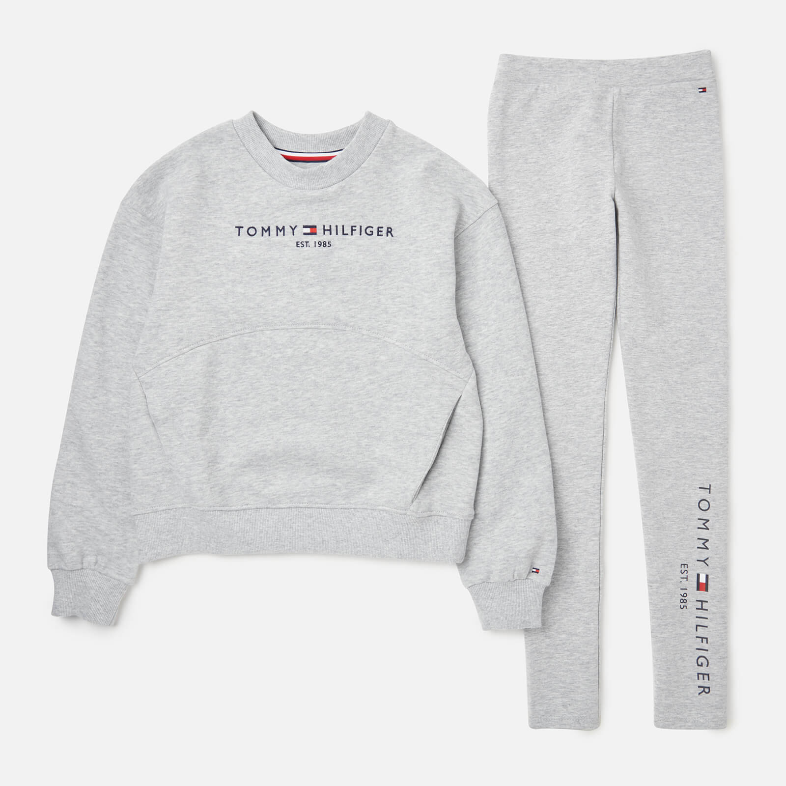 Tommy Hilfiger Girls' Essential Sweatshirt and Leggings Set - Grey Heather - 6 Years
