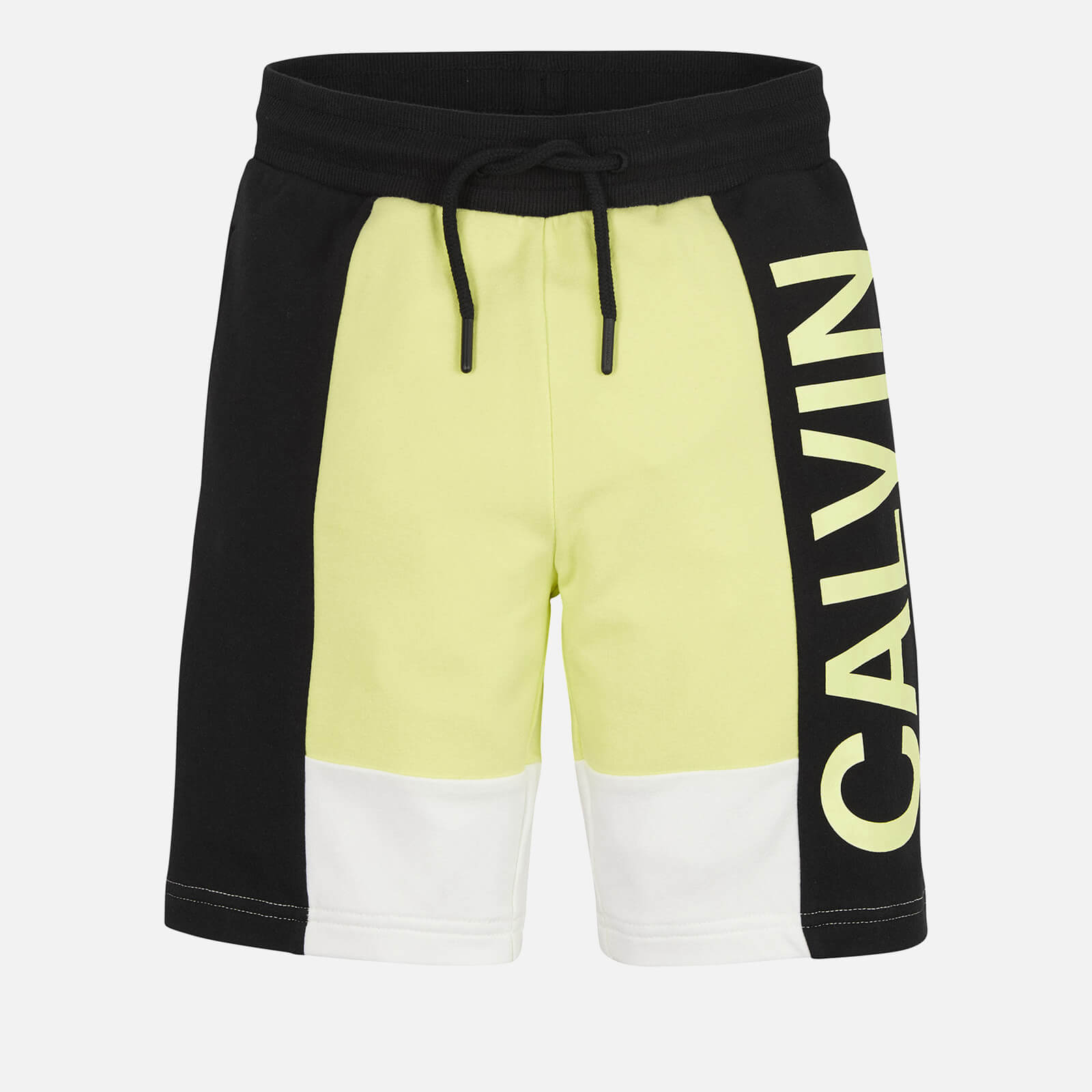 Calvin Klein Jeans Boy's Colour Block Logo Jogger Shorts - Yellow Lime - 8 Years