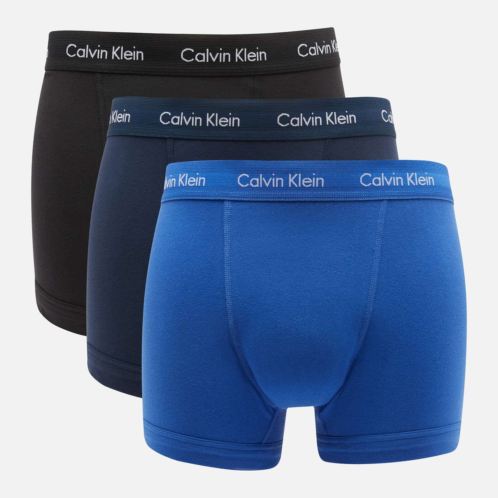 Calvin Klein Men's Cotton Stretch 3-Pack Trunks - Black/Blue/Blue - L
