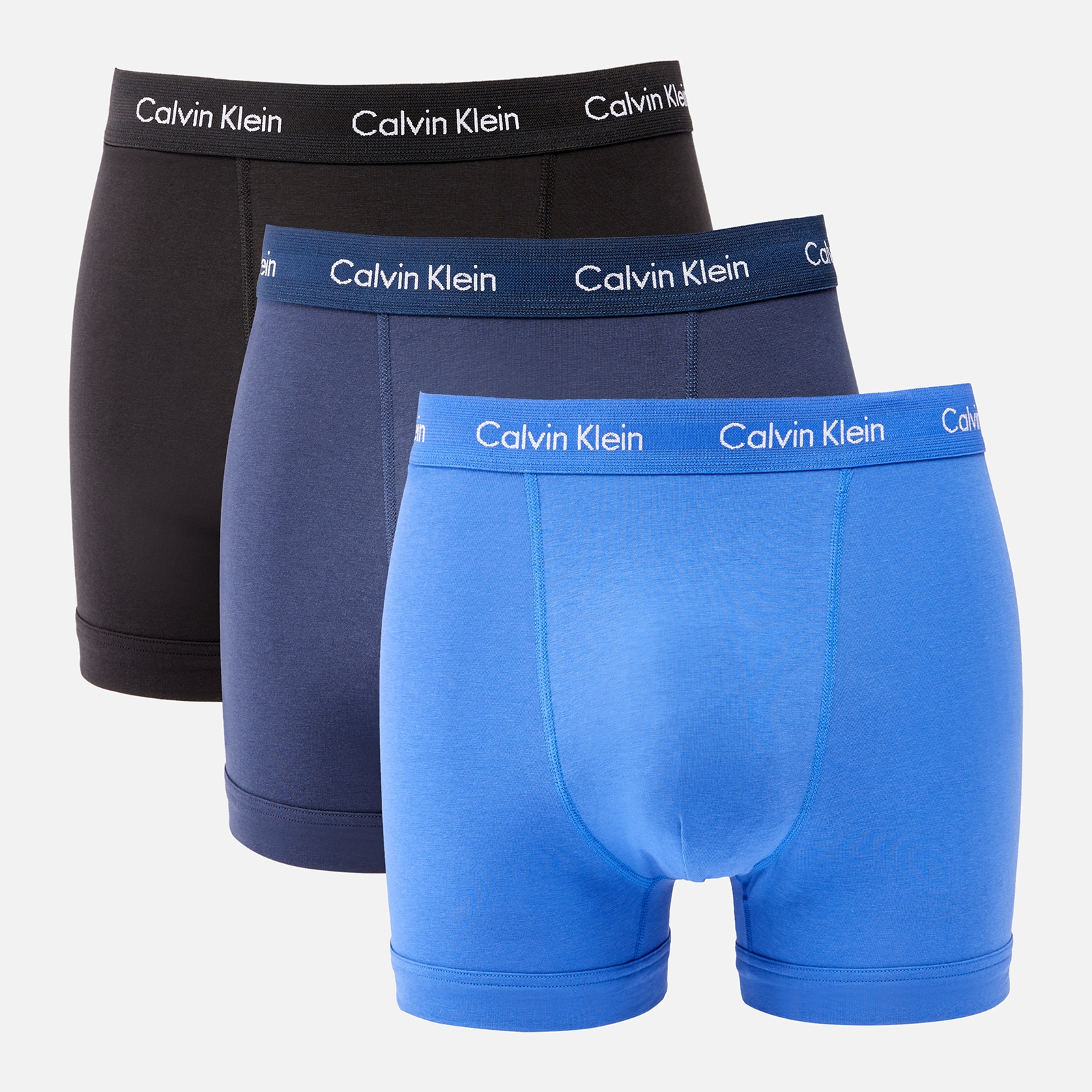 Calvin Klein Men's Cotton Stretch 3-Pack Trunks - Black/Blue/Blue - L