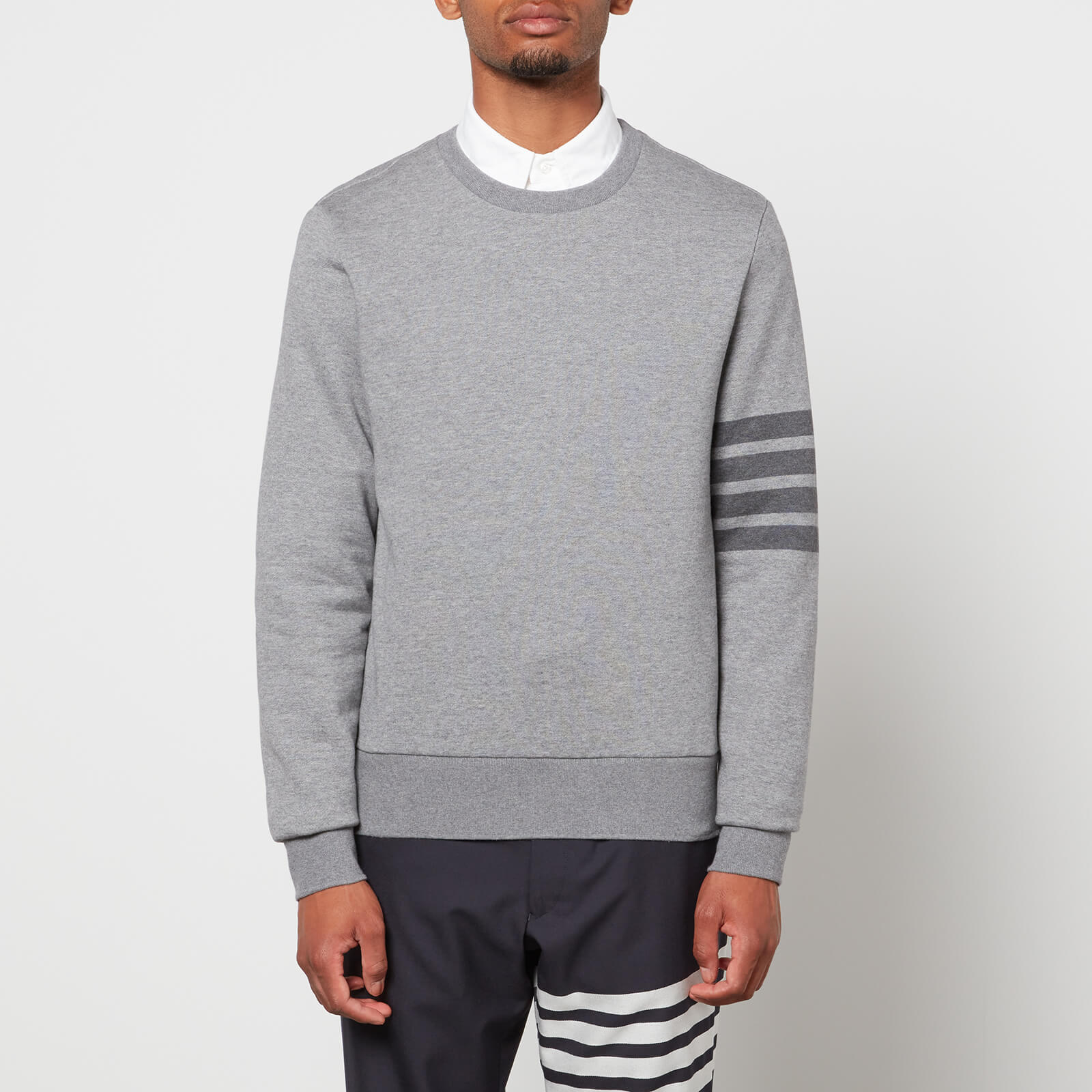 Thom Browne Men's Tonal 4-Bar Loopback Sweatshirt - Medium Grey - 3/L