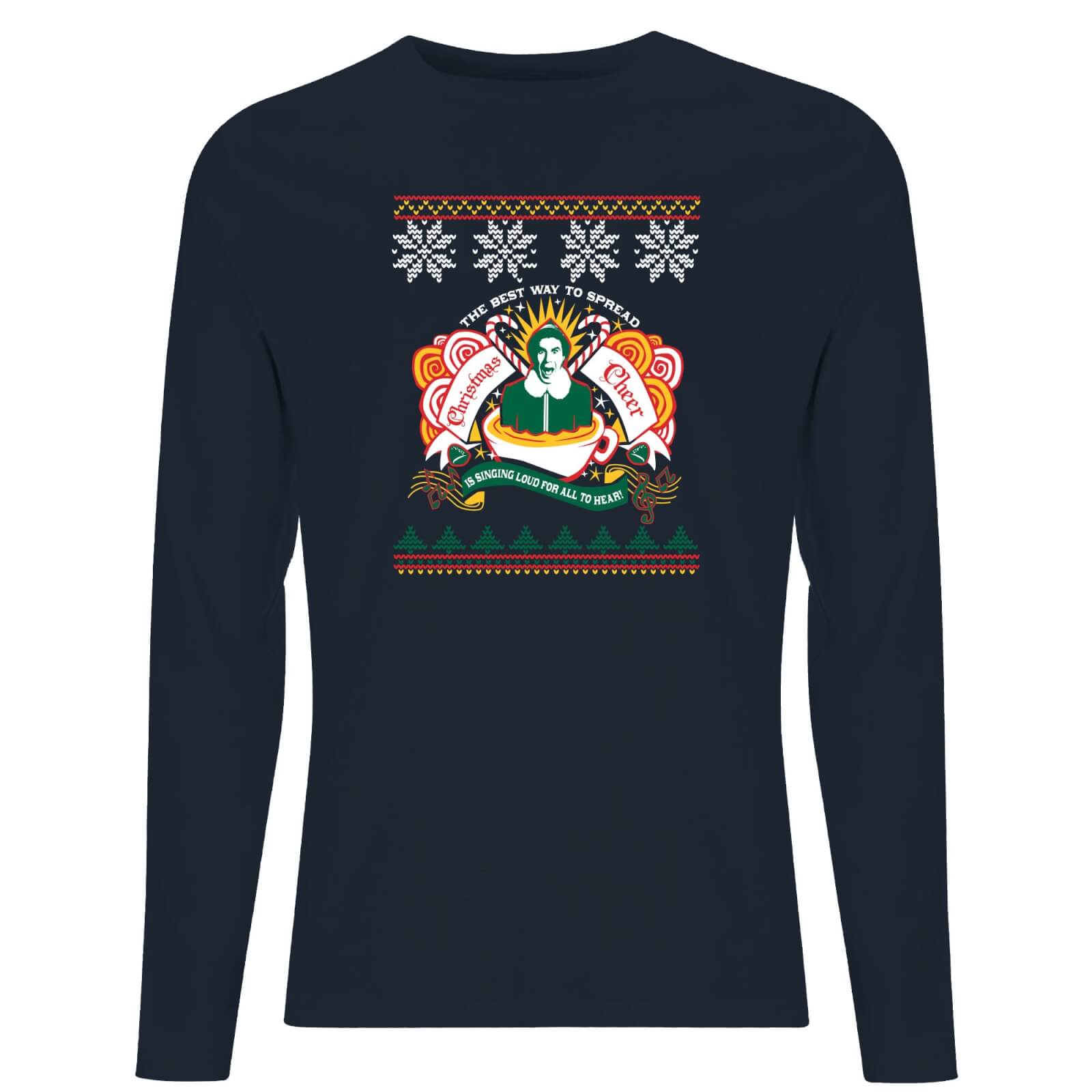 Image of Christmas Cheer Unisex Long Sleeve T-Shirt - Navy - M - Marineblau