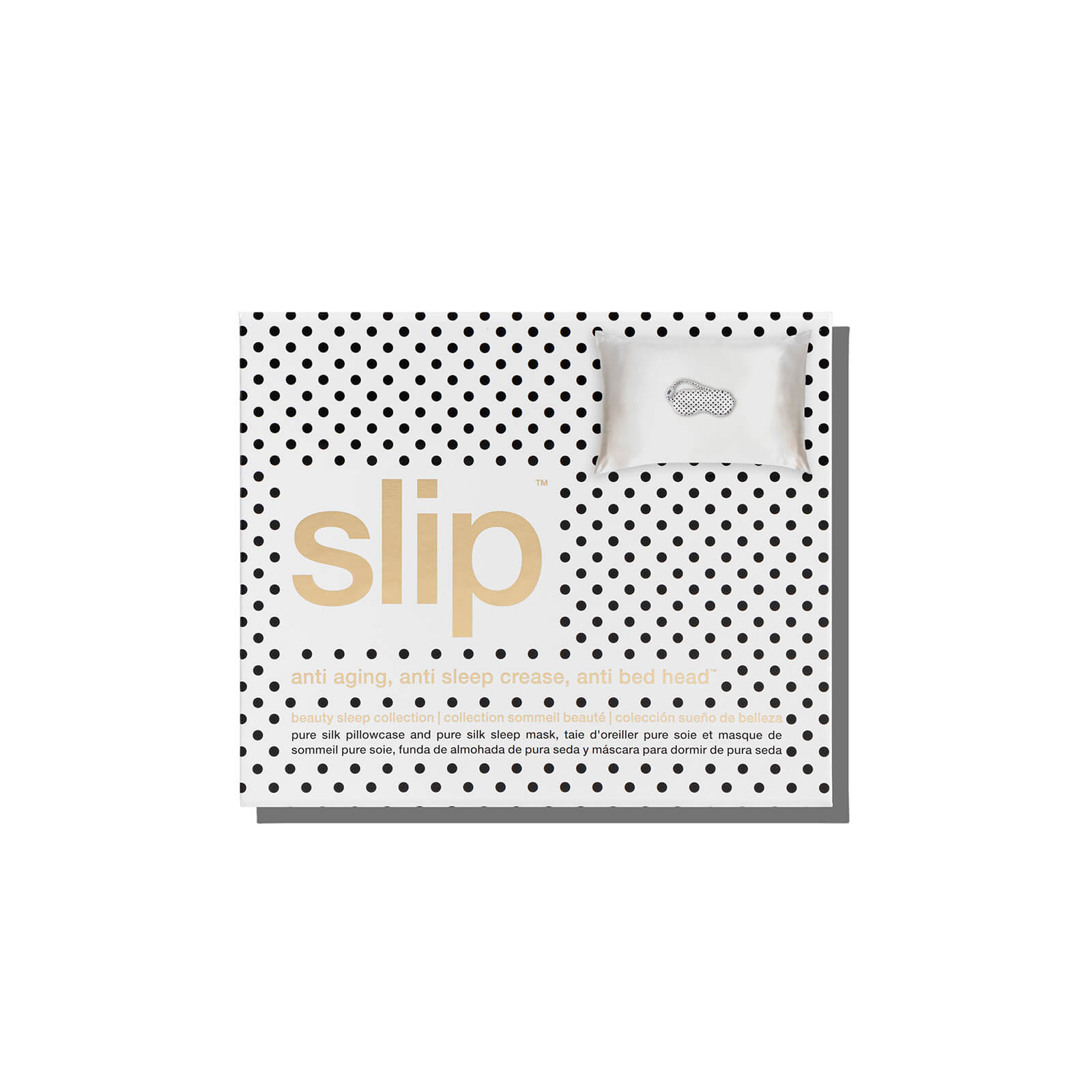 Slip White Queen Pillowcase and Polka Dot Sleep Mask Gift Set
