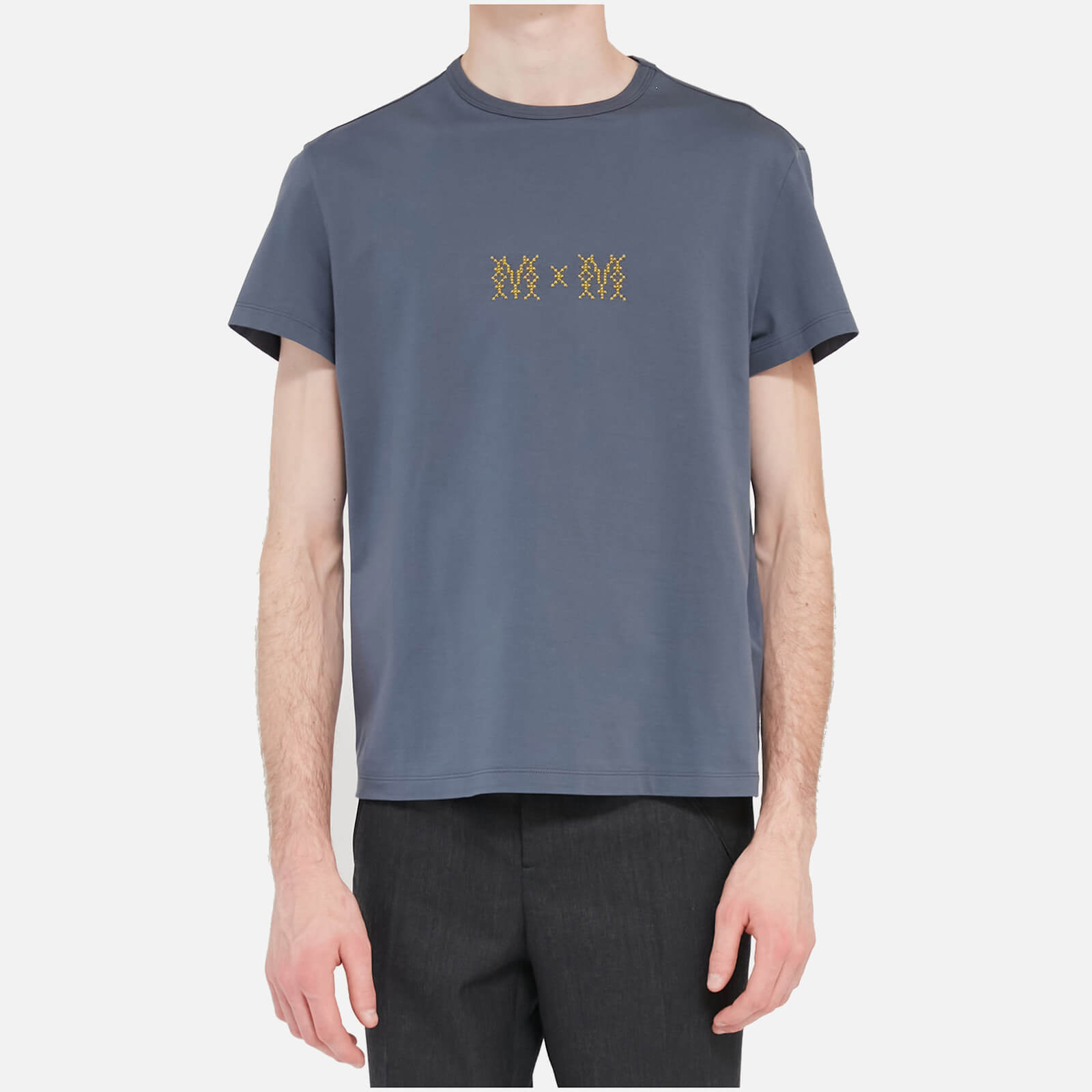 Maison Margiela Men's M M Logo T-Shirt - Steel Blue - 52/XL