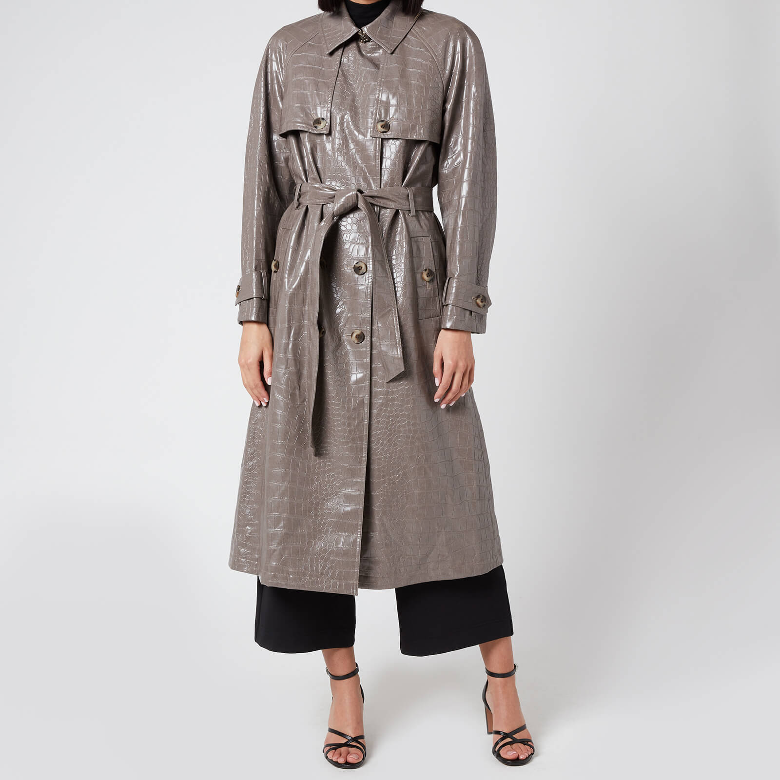 Whistles Women's Croc Belted Trench Coat - Grey - S