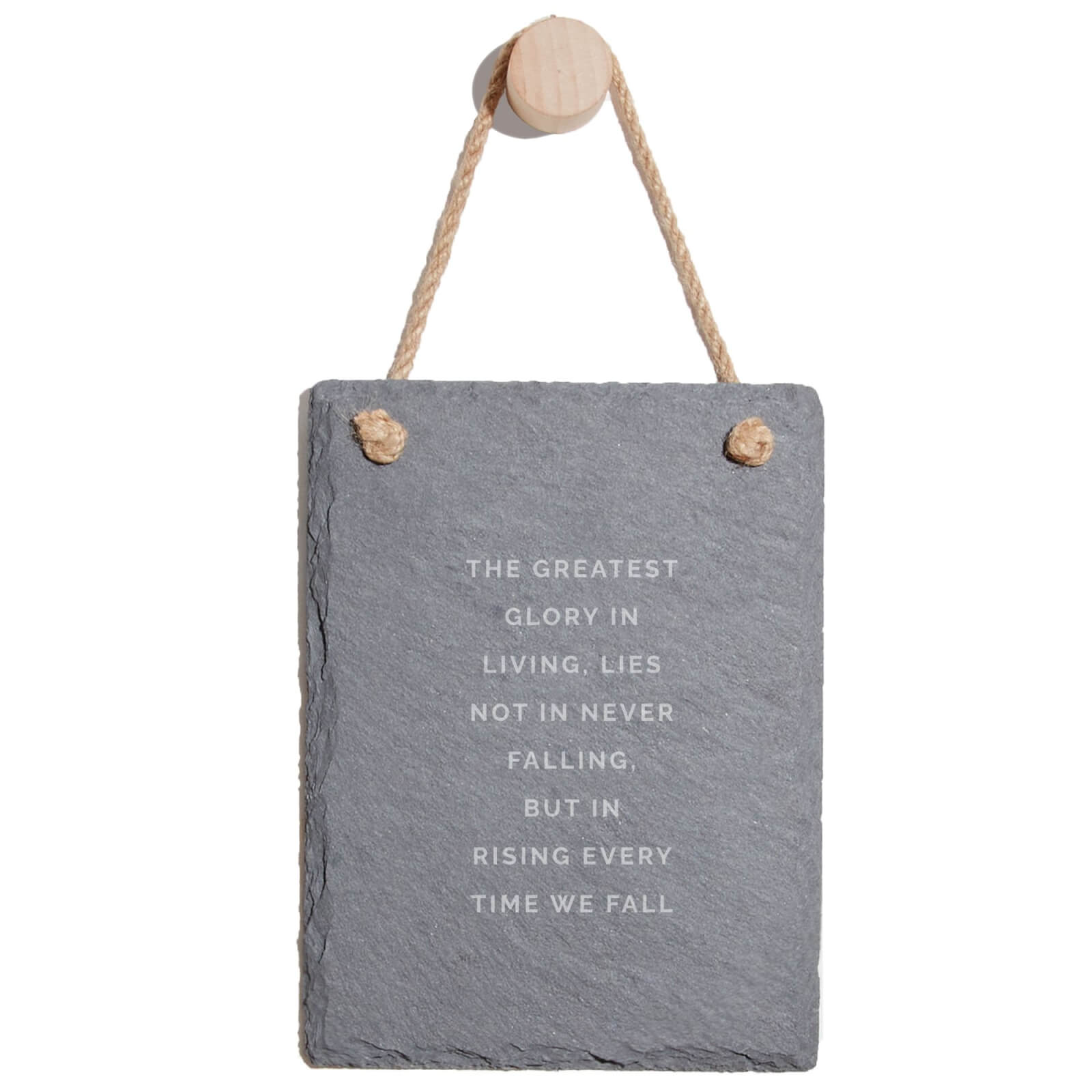 The Greatest Glory In Living, Lies Not In Never Falling, But In Rising Every Time We Fall Engraved Slate Memo Board - Portrait