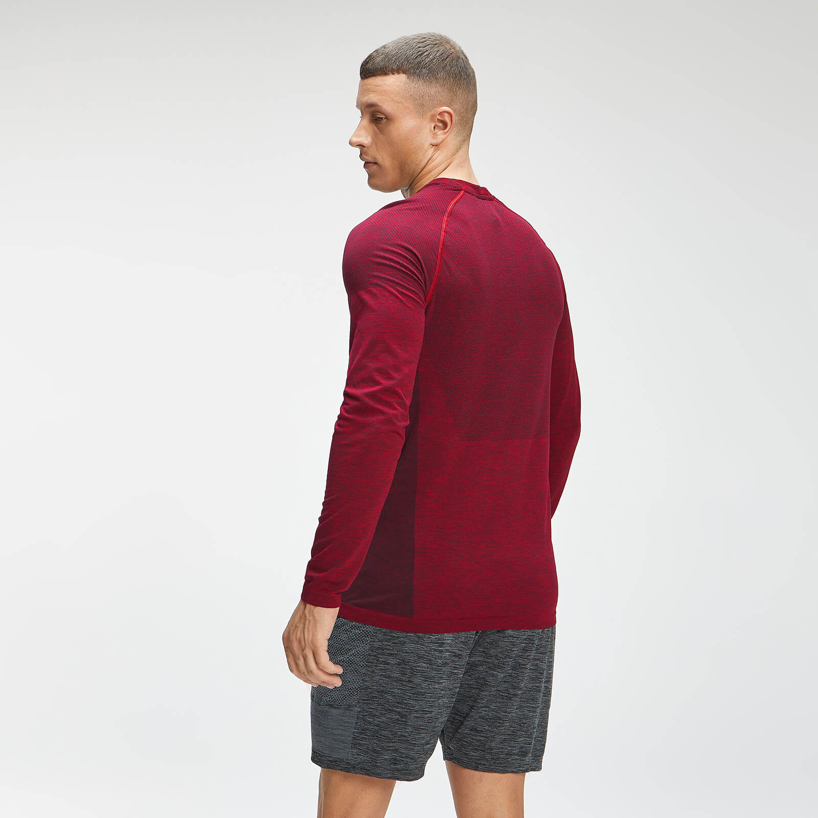 5056379650778 - Mens Essential Seamless Long Sleeve Top - Wine Marl  - XS