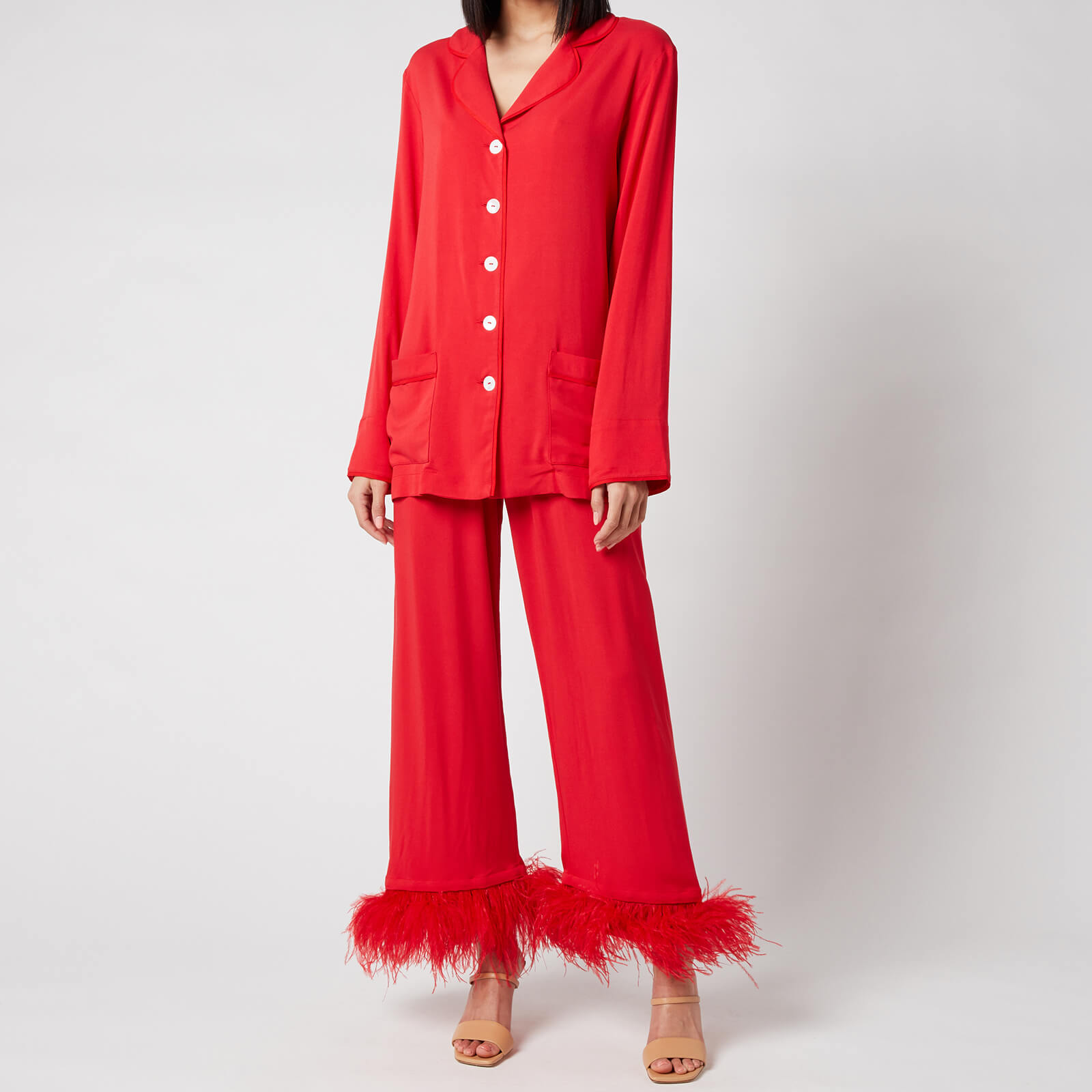 Sleeper Women's Party Pyjama Set with Feathers - Red - M