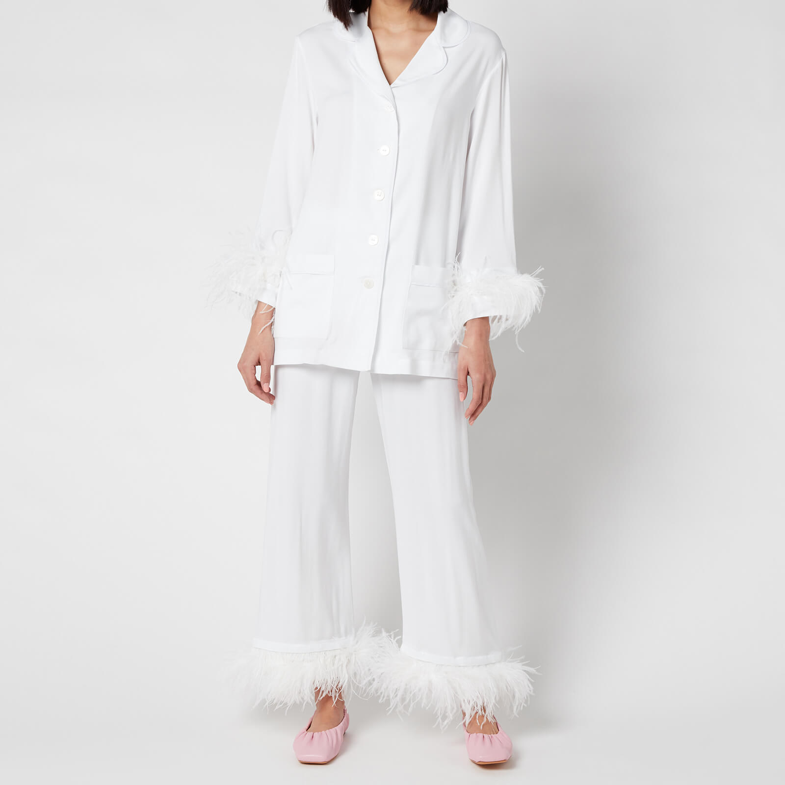 Sleeper Women's Party Pyjama Set with Double Feathers - White - XS
