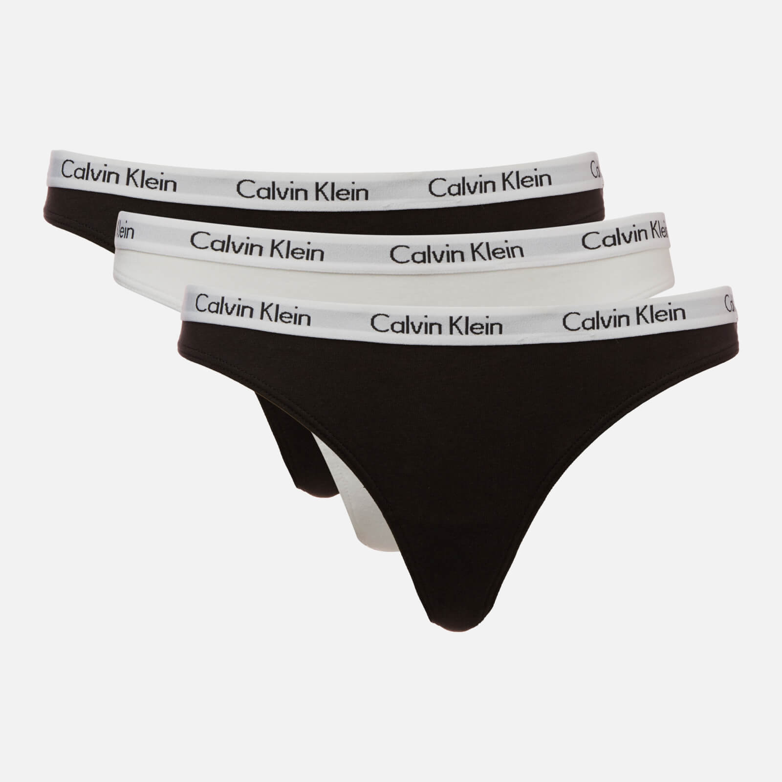 Image of Calvin Klein Women's 3 Pack Thongs - Black/White/Black - L