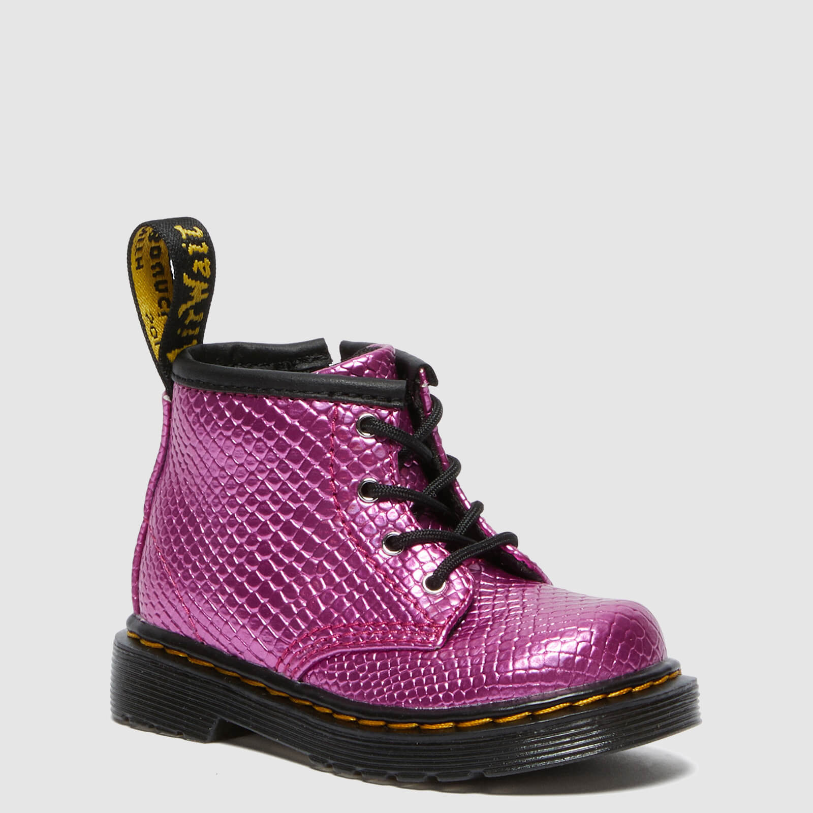 Dr. Martens Babies' 1460 Patent Lamper Lace Up Boots - Pink Reptile Emboss - UK 3 Baby