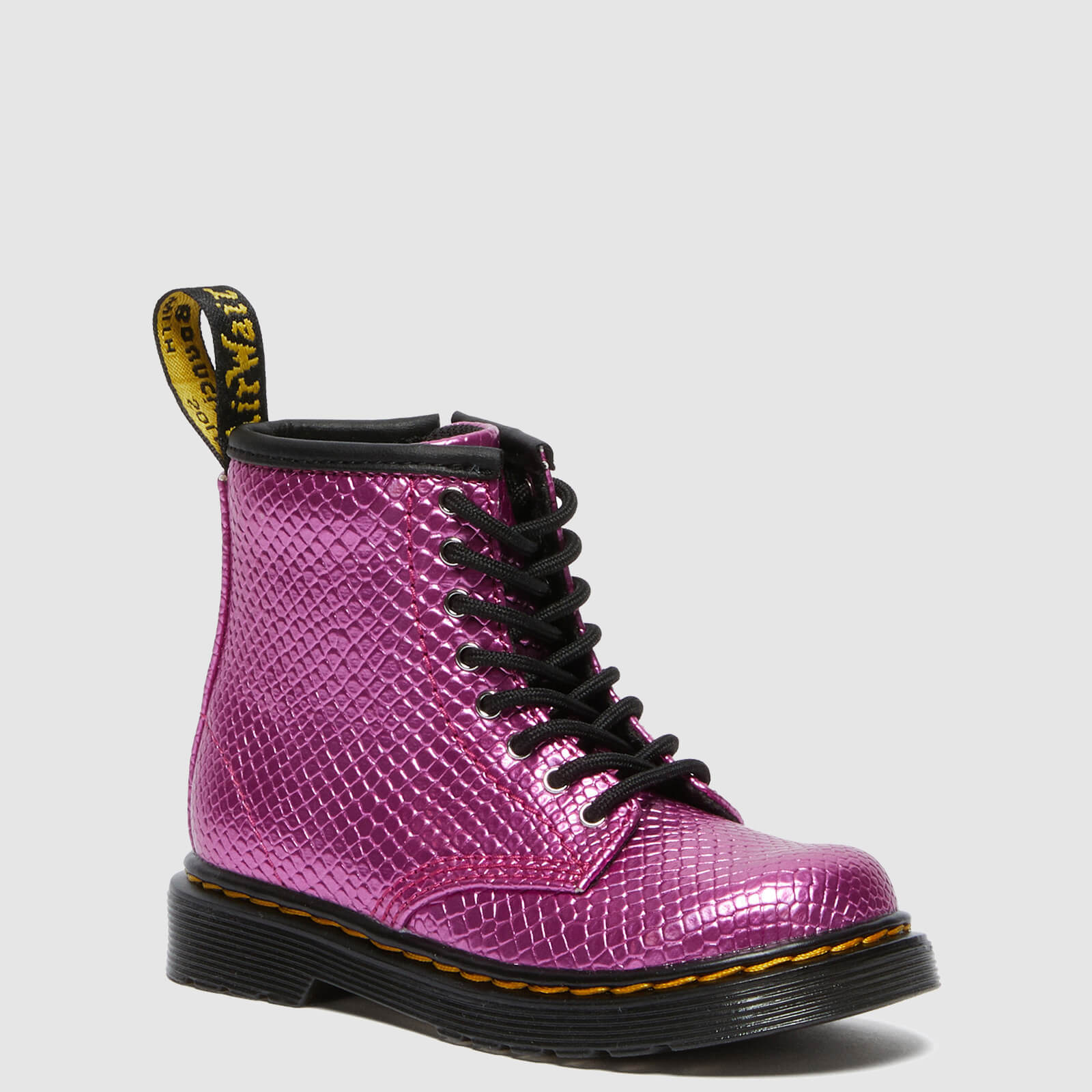 Dr. Martens Toddlers' 1460 Patent Lamper Lace Up Boots - Pink Reptile Emboss - UK 6 Toddler