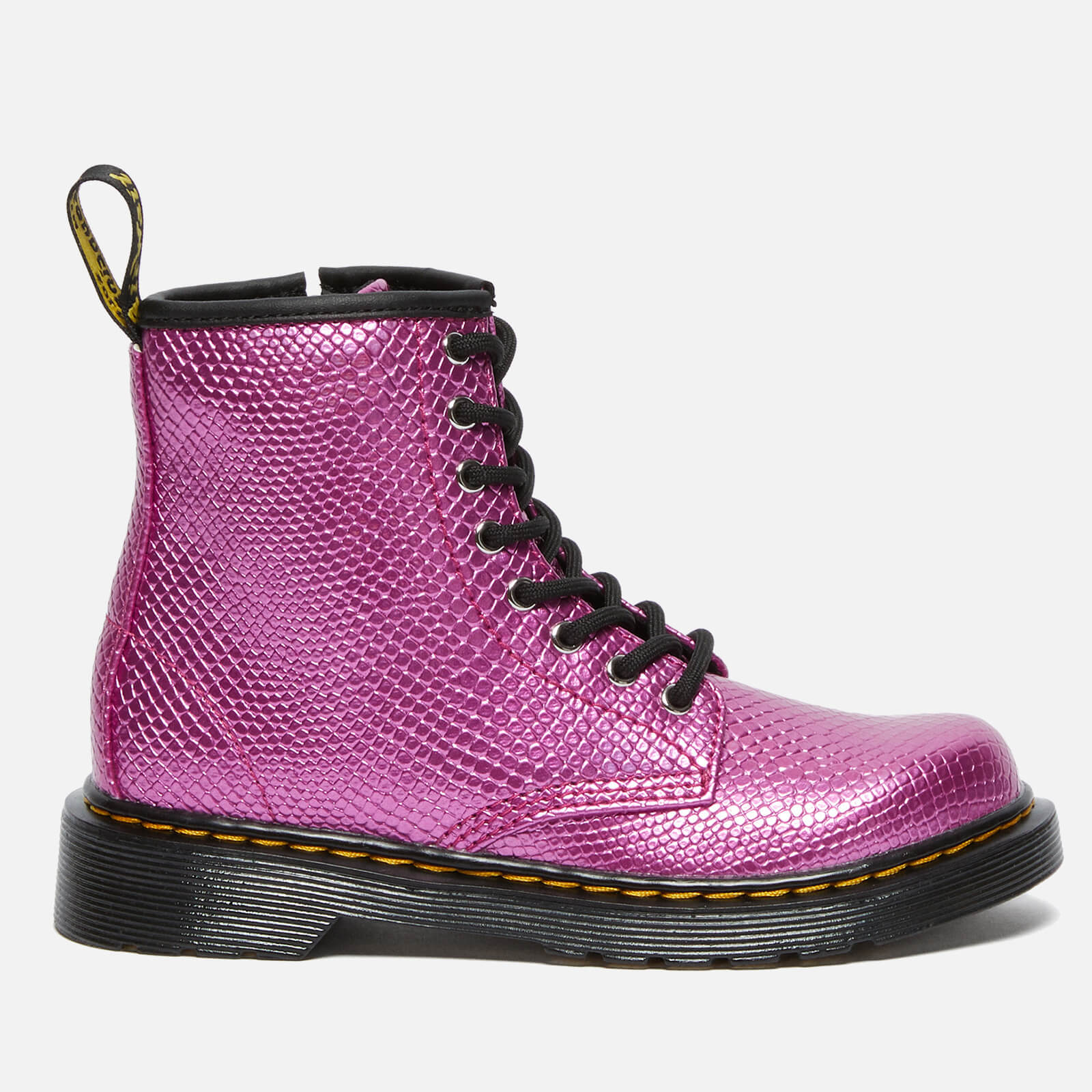 Dr. Martens Kids' 1460 Patent Lamper Lace Up Boots - Pink Reptile Emboss - UK 1 Kids