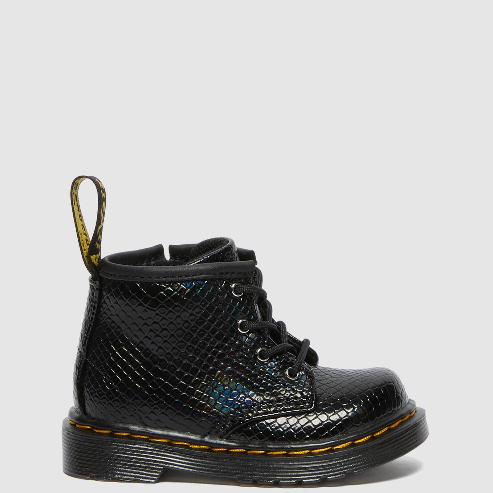 Dr. Martens Babies' 1460 Patent Lamper Lace Up Boots - Black Reptile Emboss - UK 3 Baby
