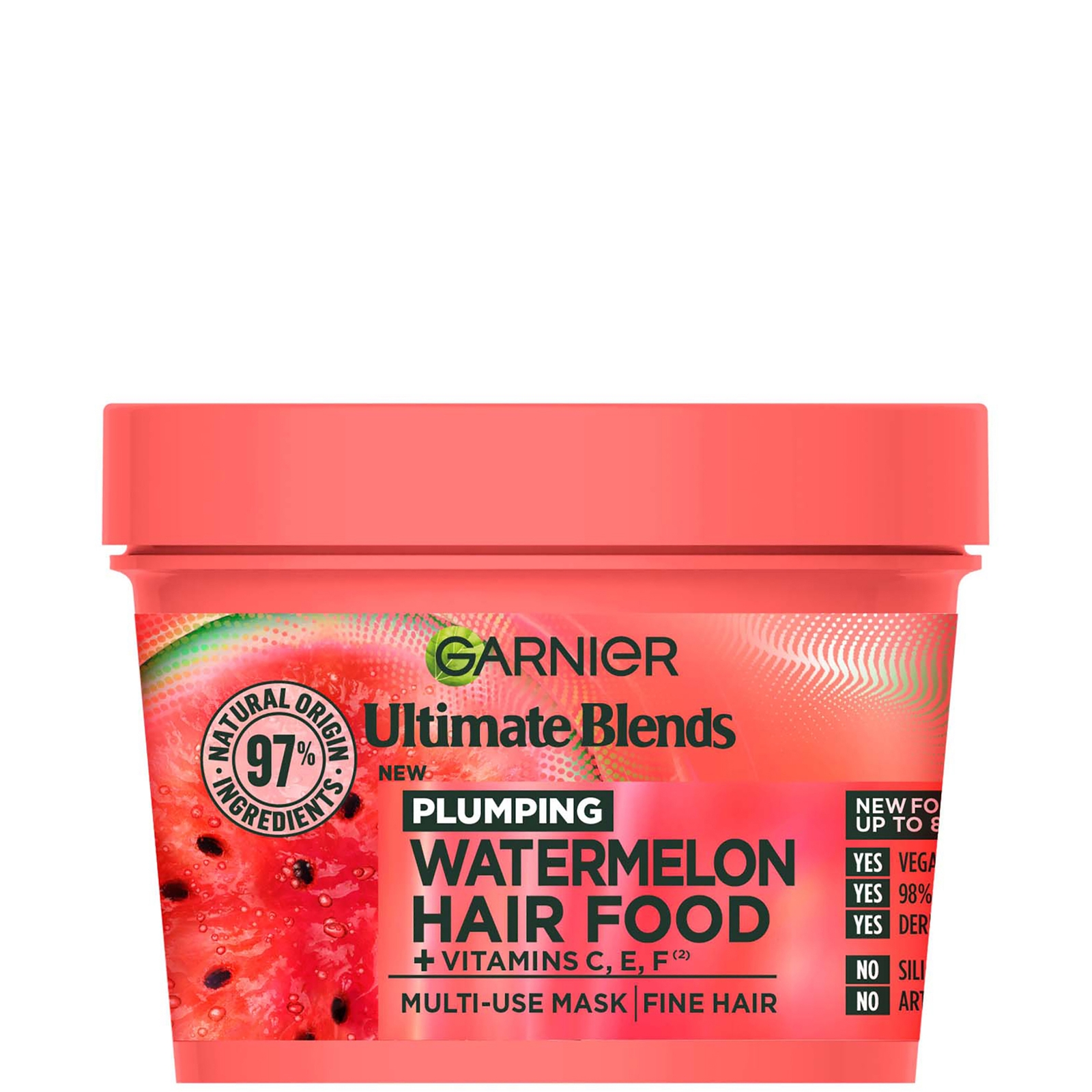 Image of Garnier Ultimate Blends Plumping Hair Food Watermelon 3-in-1 Mask Treatment 390ml