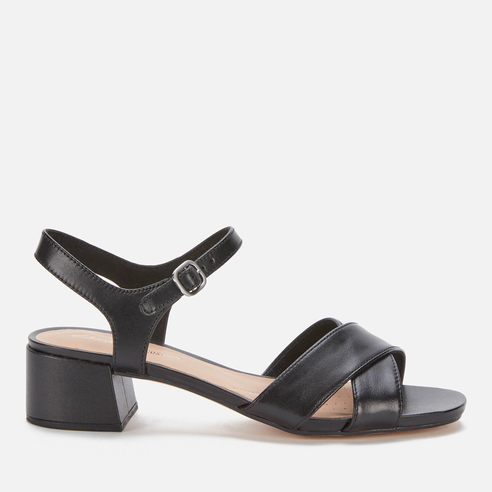 Image of Clarks Women's Sheer35 Strap Leather Block Heeled Sandals - Black - UK 3