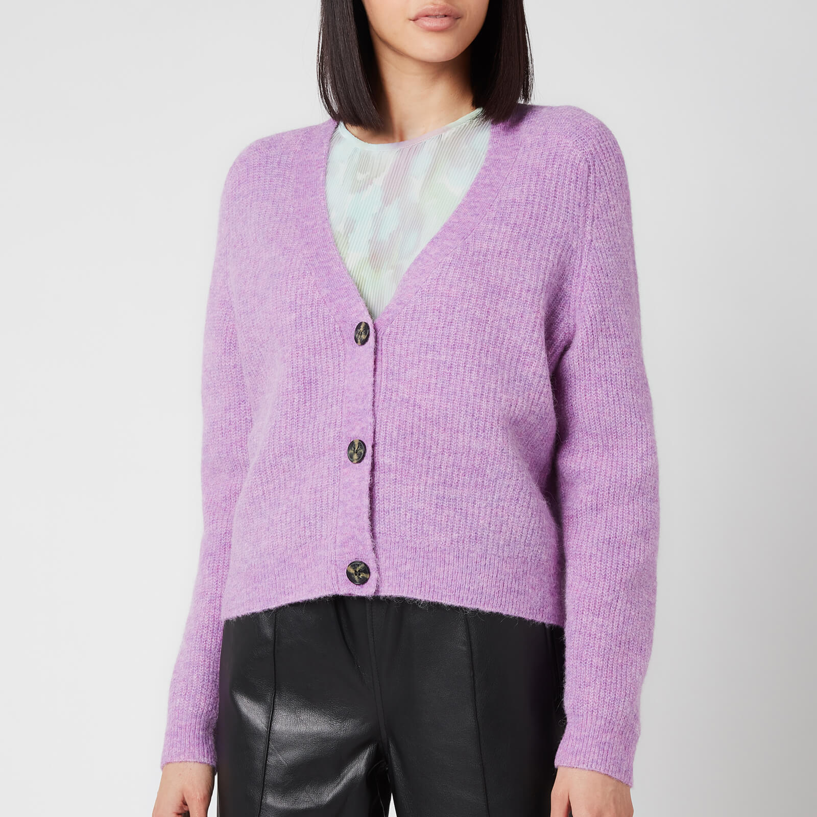 Ganni Women's Soft Wool Knit Cardigan - Pastel Lilac - S
