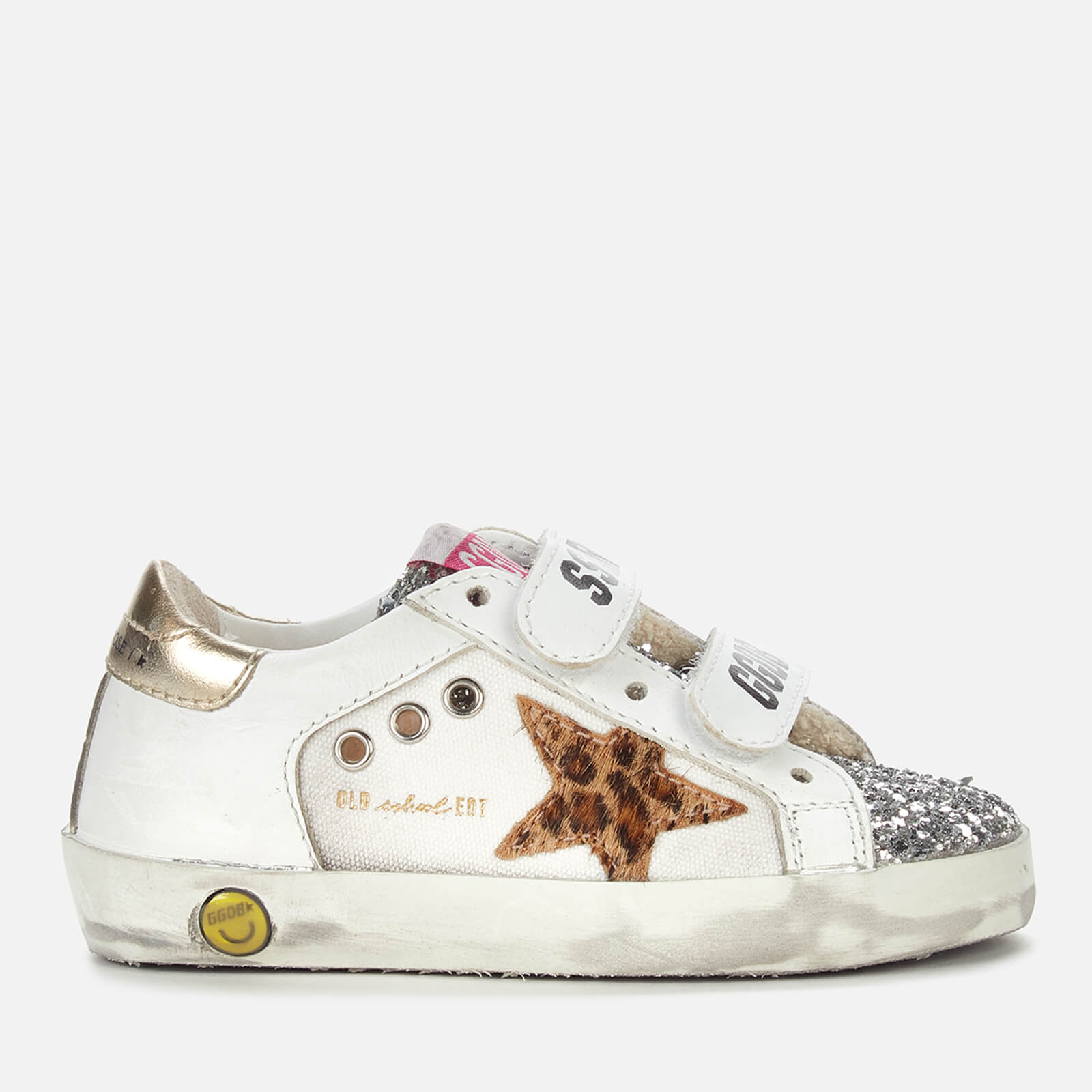 Golden Goose Toddlers' Old School Leather & Canvas Trainers - White/Silver/Beige Leo - UK 9 Toddler