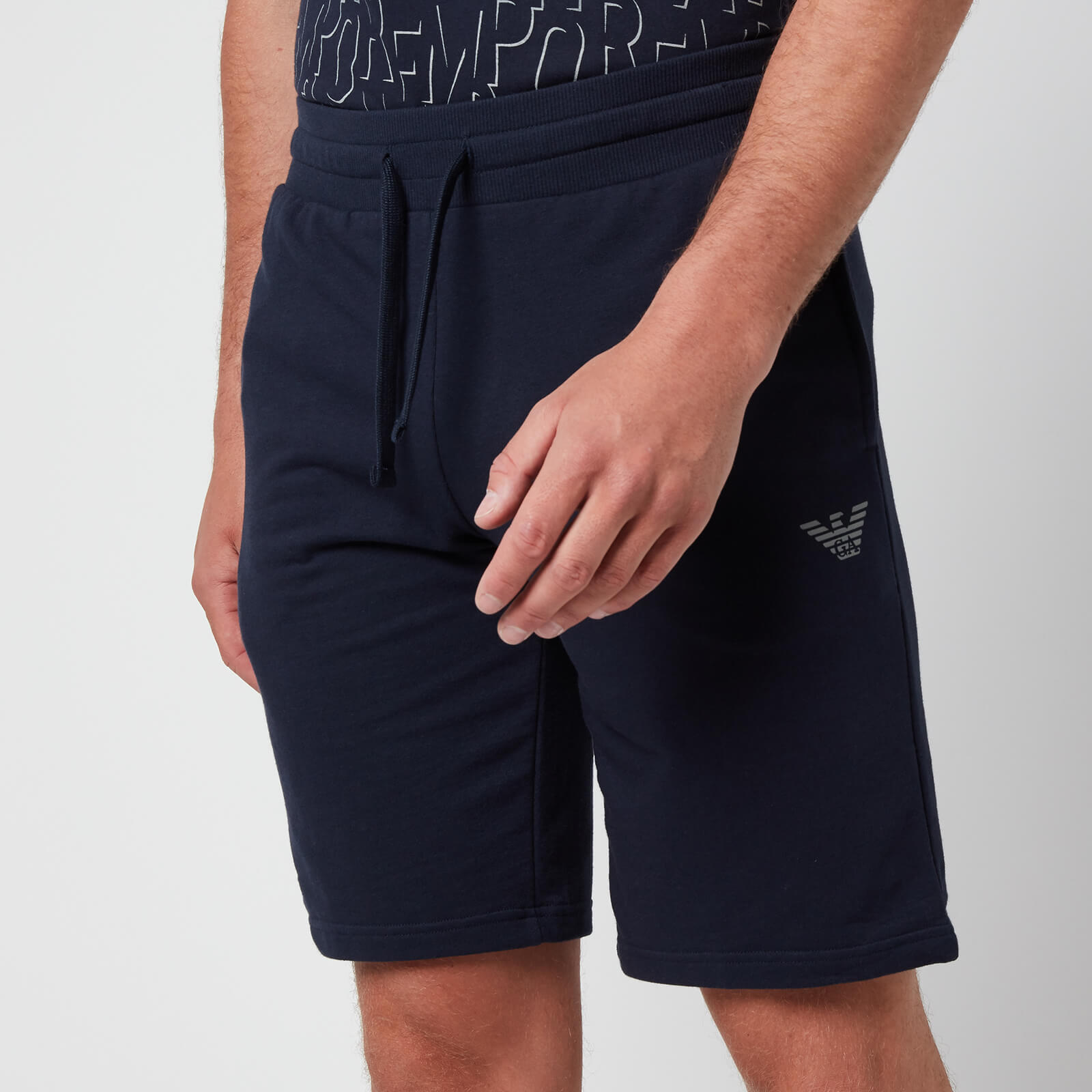 Emporio Armani Men's All Over Logo Terry Bermuda Shorts - Blue - S