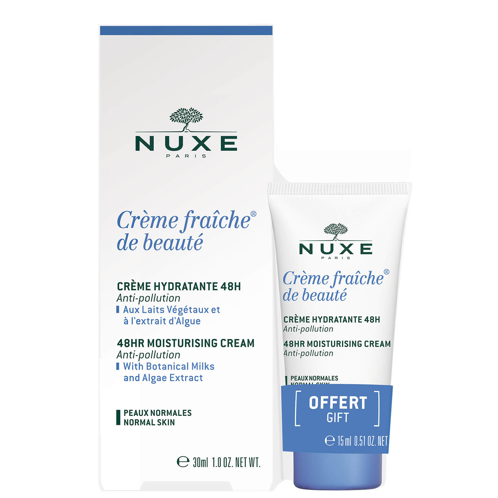 NUXE Crème Fraiche de Beauté 48hr Moisturising Cream for Normal Skin 30ml with 15ml Gift (Worth £25.50)