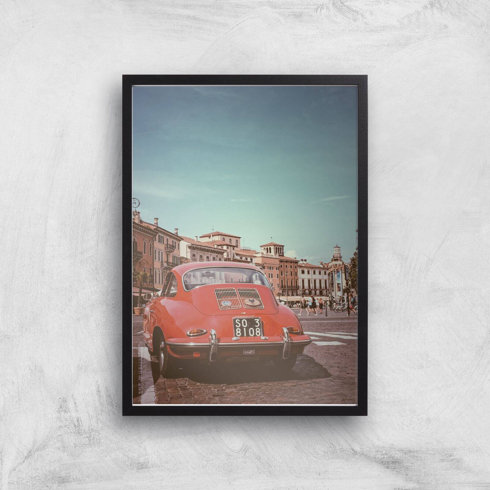 60s Retro Car Giclee Art Print - A2 - Black Frame