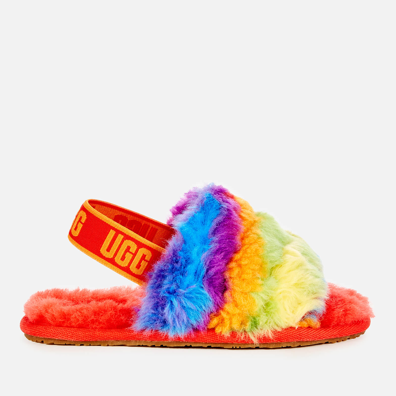 UGG Kids' Fluff Yeah Cali Collage Slide Slippers - Rainbow Stripes - UK 5 Toddlers
