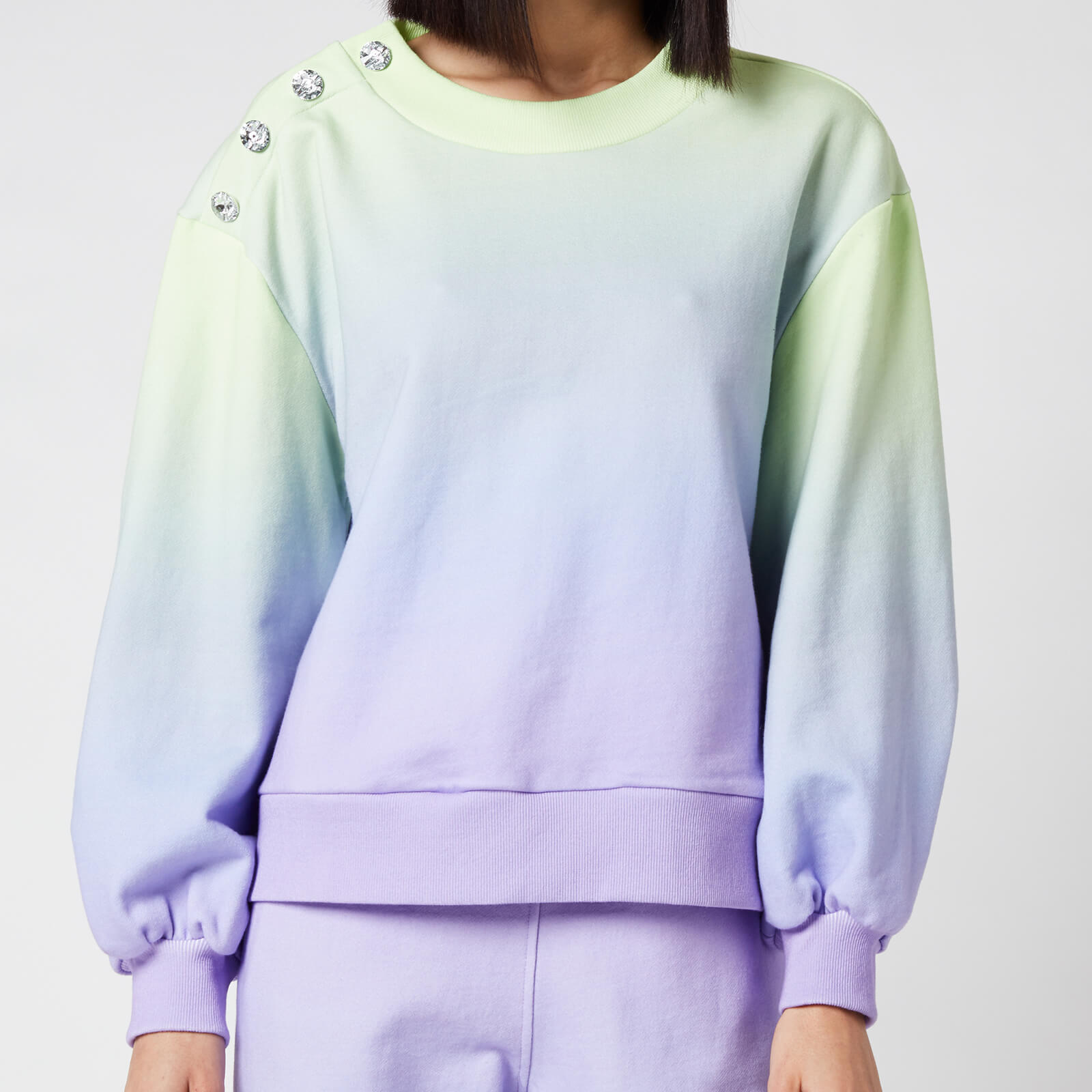 Olivia Rubin Women's Nettie Sweater with Crystal Buttons - Lilac Green Ombre - M
