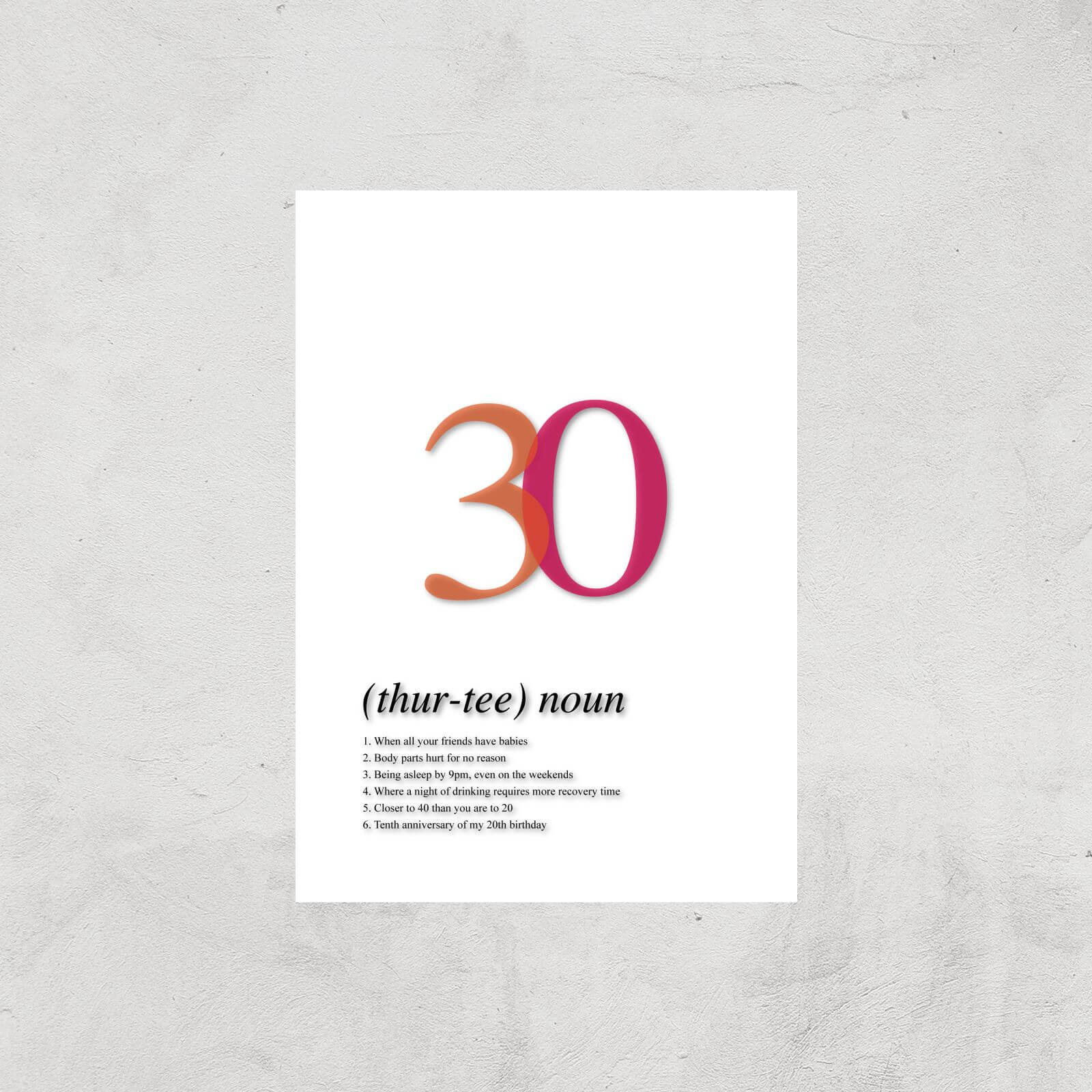 Age 30 Giclee Art Print - A3 - Print Only