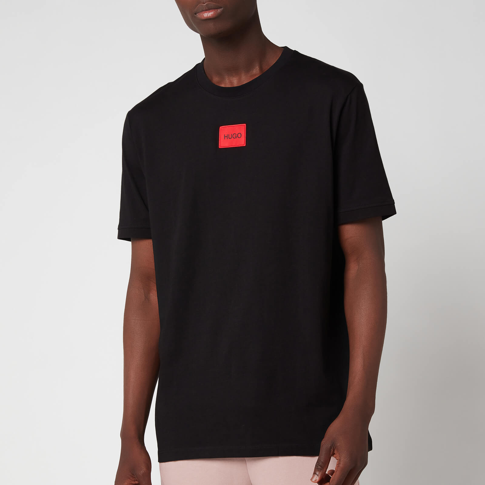 HUGO Men's Regular Fit Red Logo T-Shirt - Black - S