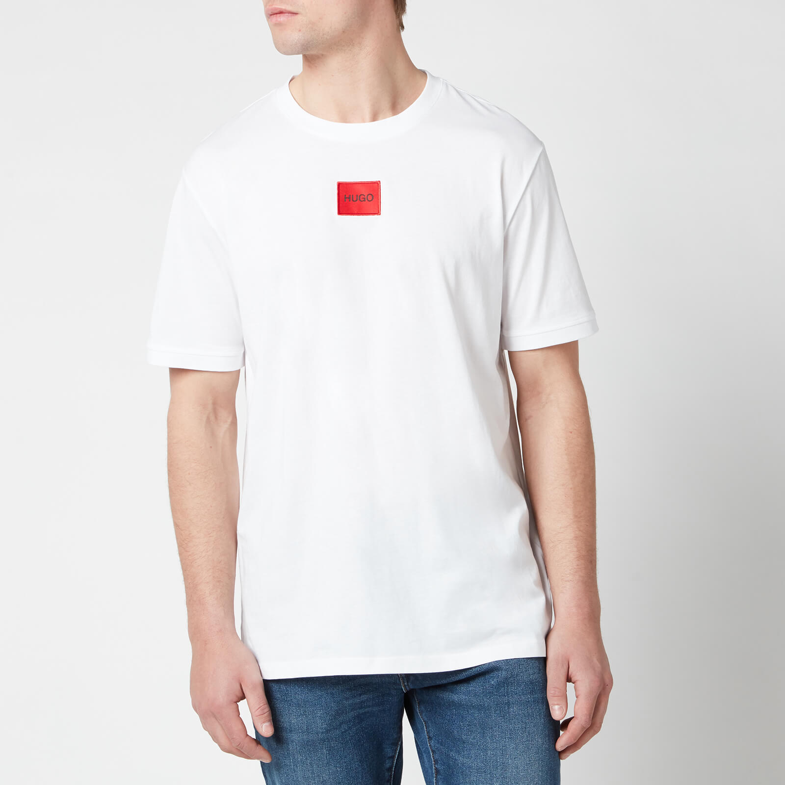 Hugo Men's Regular Fit Red Logo T-Shirt - White - L