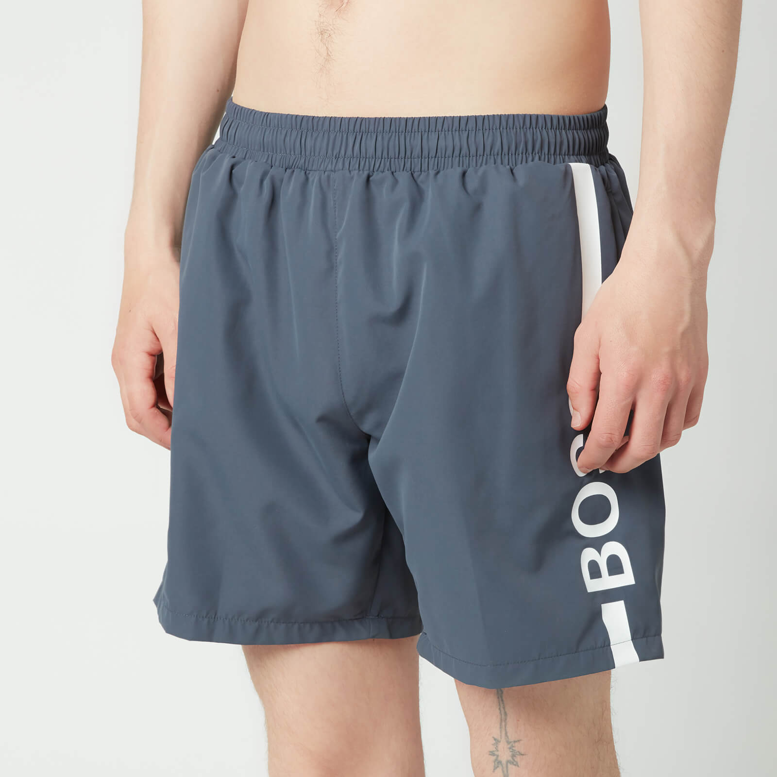 BOSS Swimwear Men's Dolphin Recycled Fabric Logo Print Swimshorts - Dark Grey - S