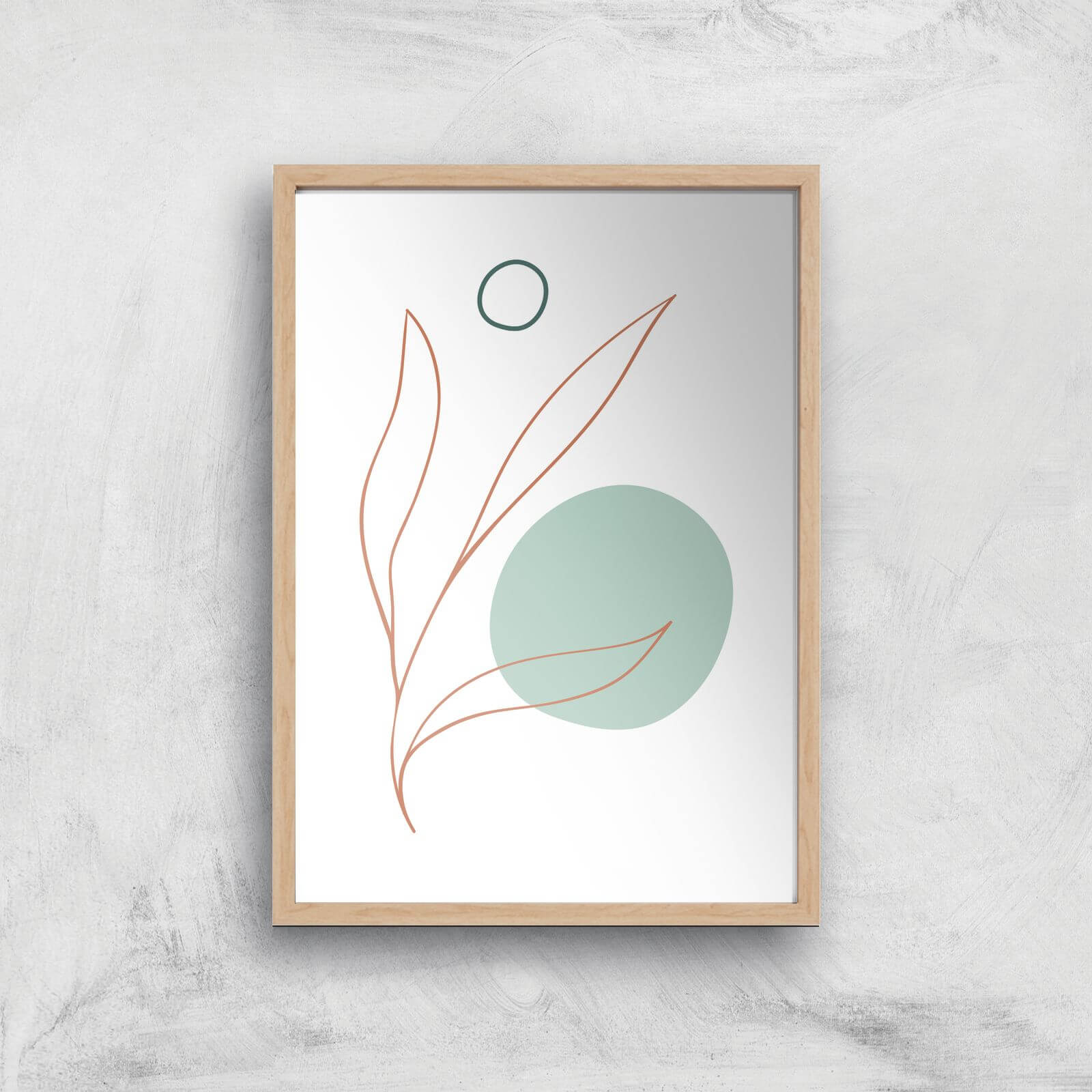 Leaf And Dot Giclee Art Print - A3 - Wooden Frame