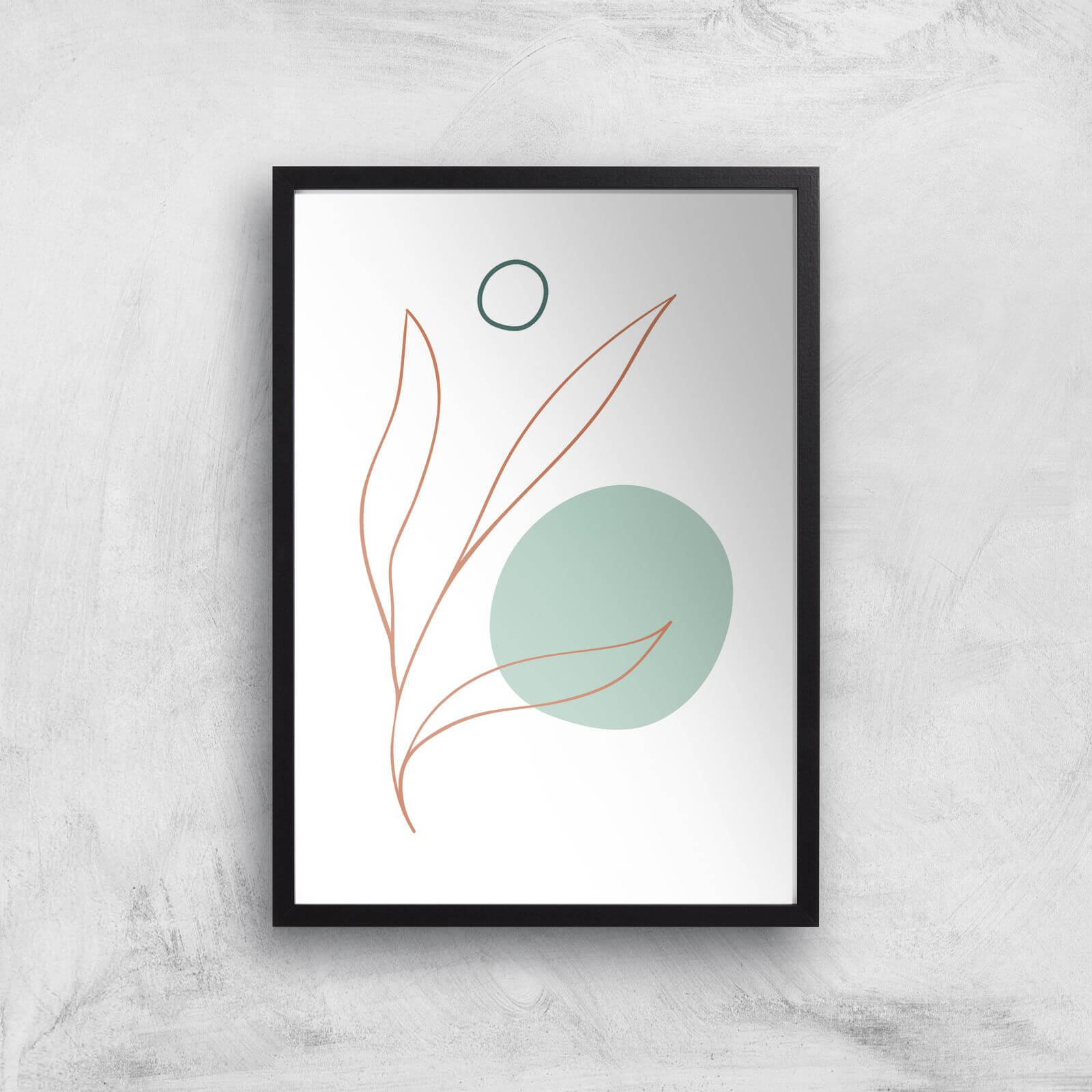 Leaf And Dot Giclee Art Print - A2 - Black Frame