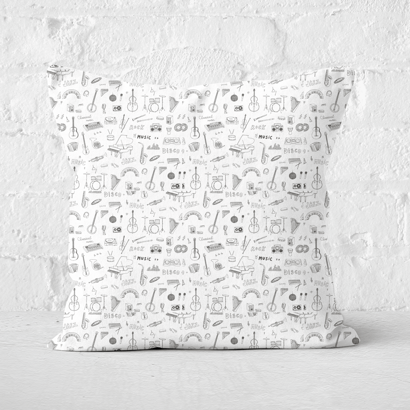 Music Square Cushion - 60x60cm - Soft Touch