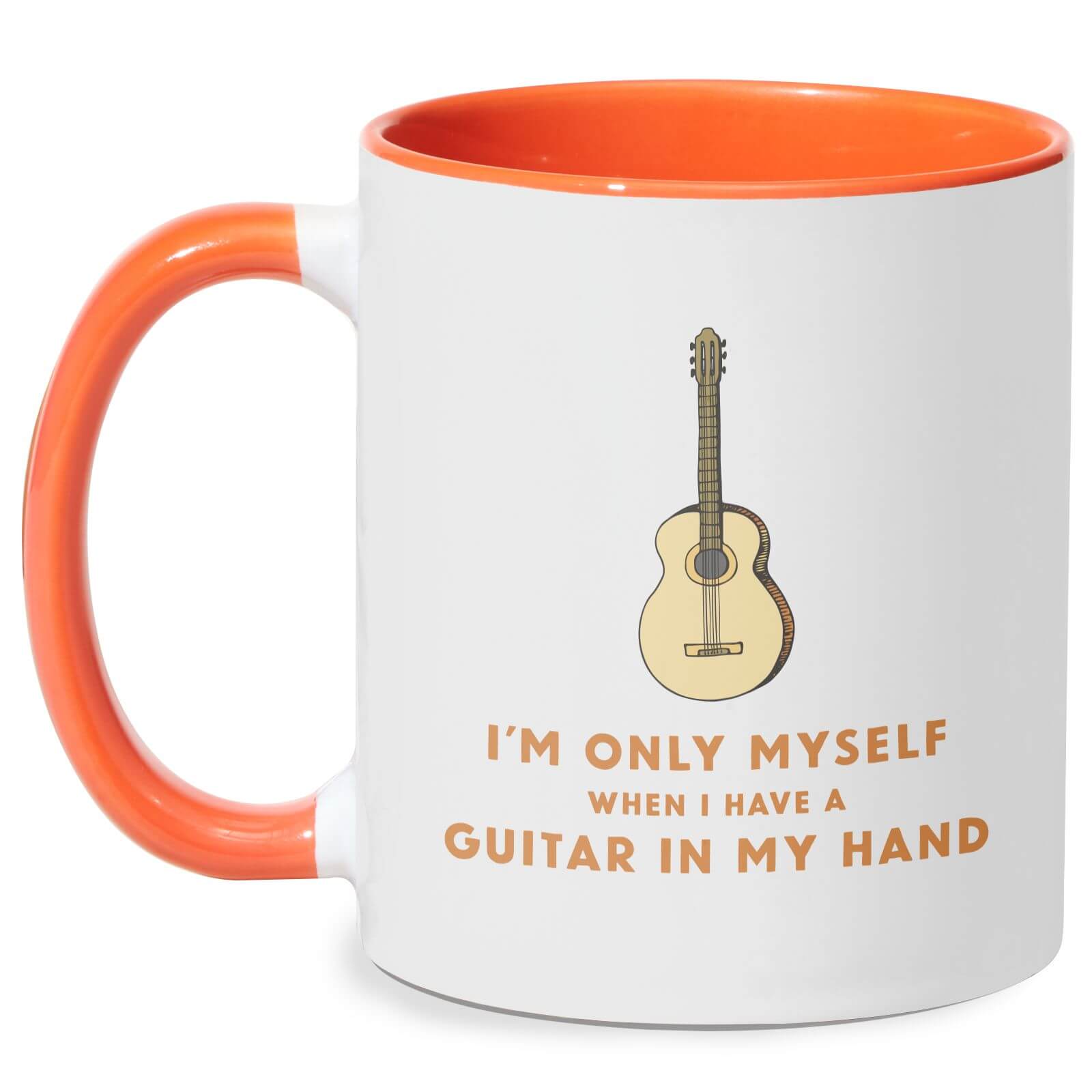 I'm Only Myself When I Have A Guitar In My Hand Mug - White/Orange