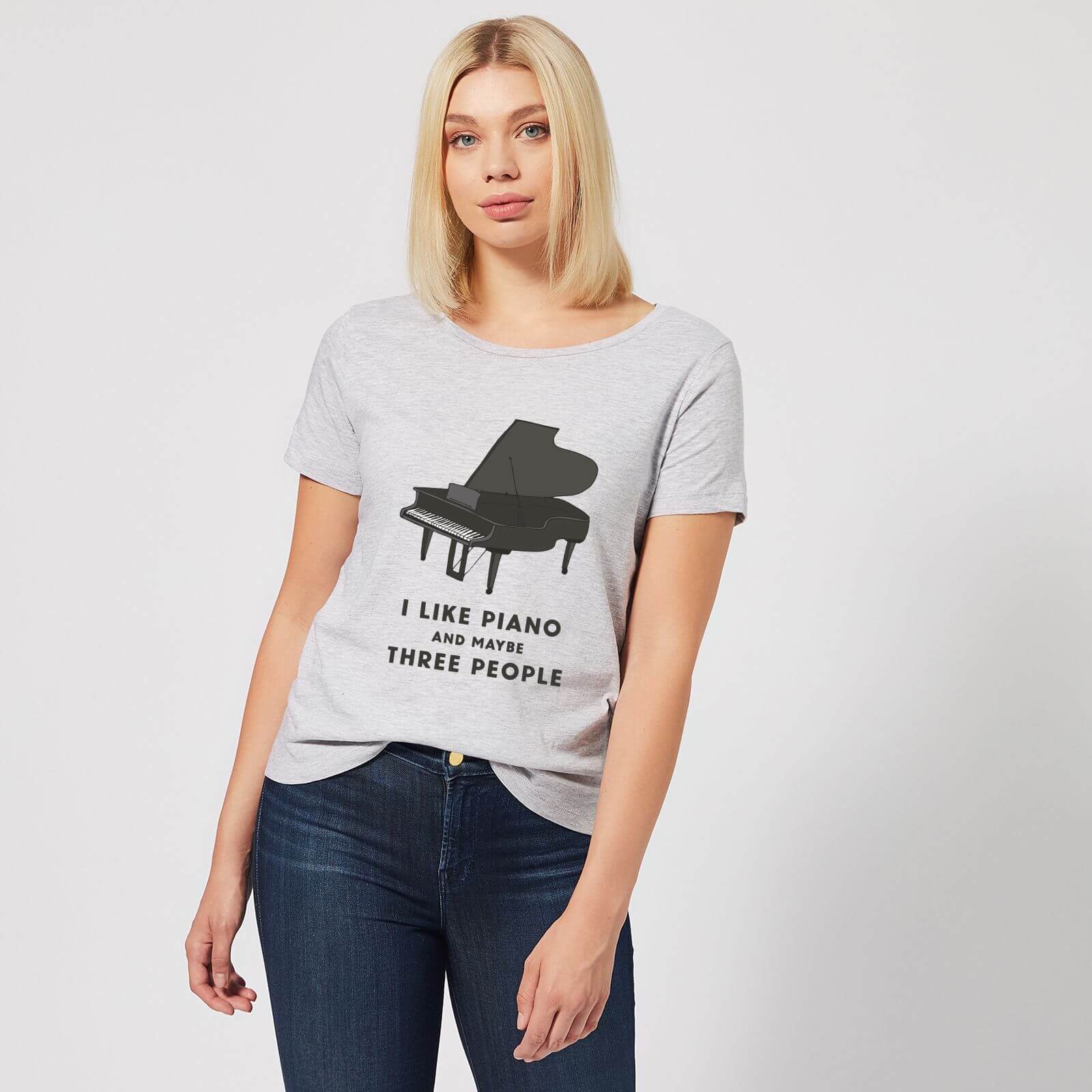 I Like Piano And Maybe Three People Women's T-Shirt - Grey - 3XL - Grey