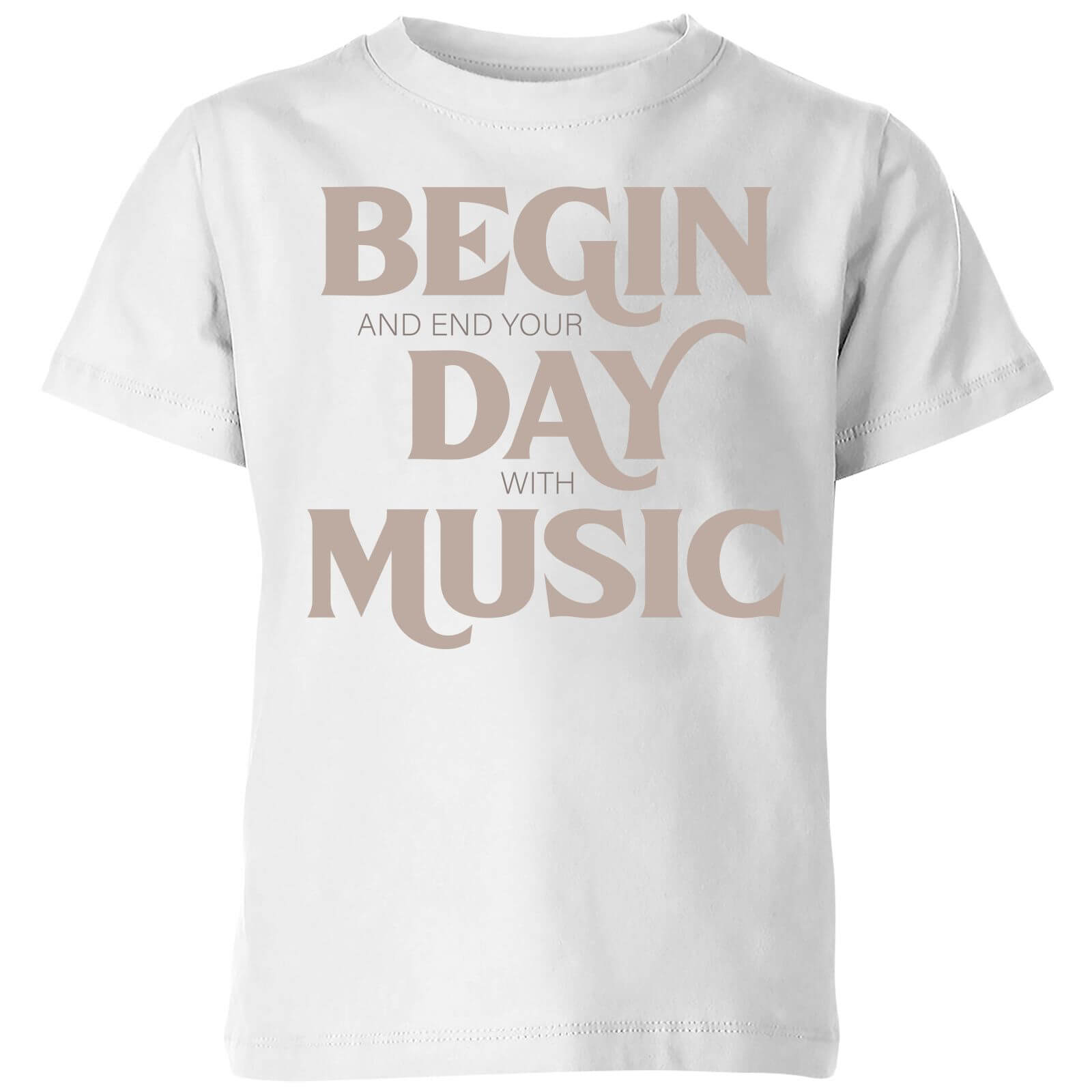 Begin And End Your Day With Music Kids' T-Shirt - White - 3-4 Years - White