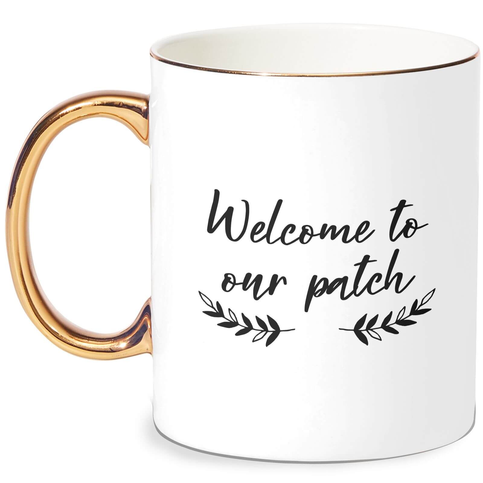 Welcome To Our Pumpkin Patch Bone China Gold Handle Mug
