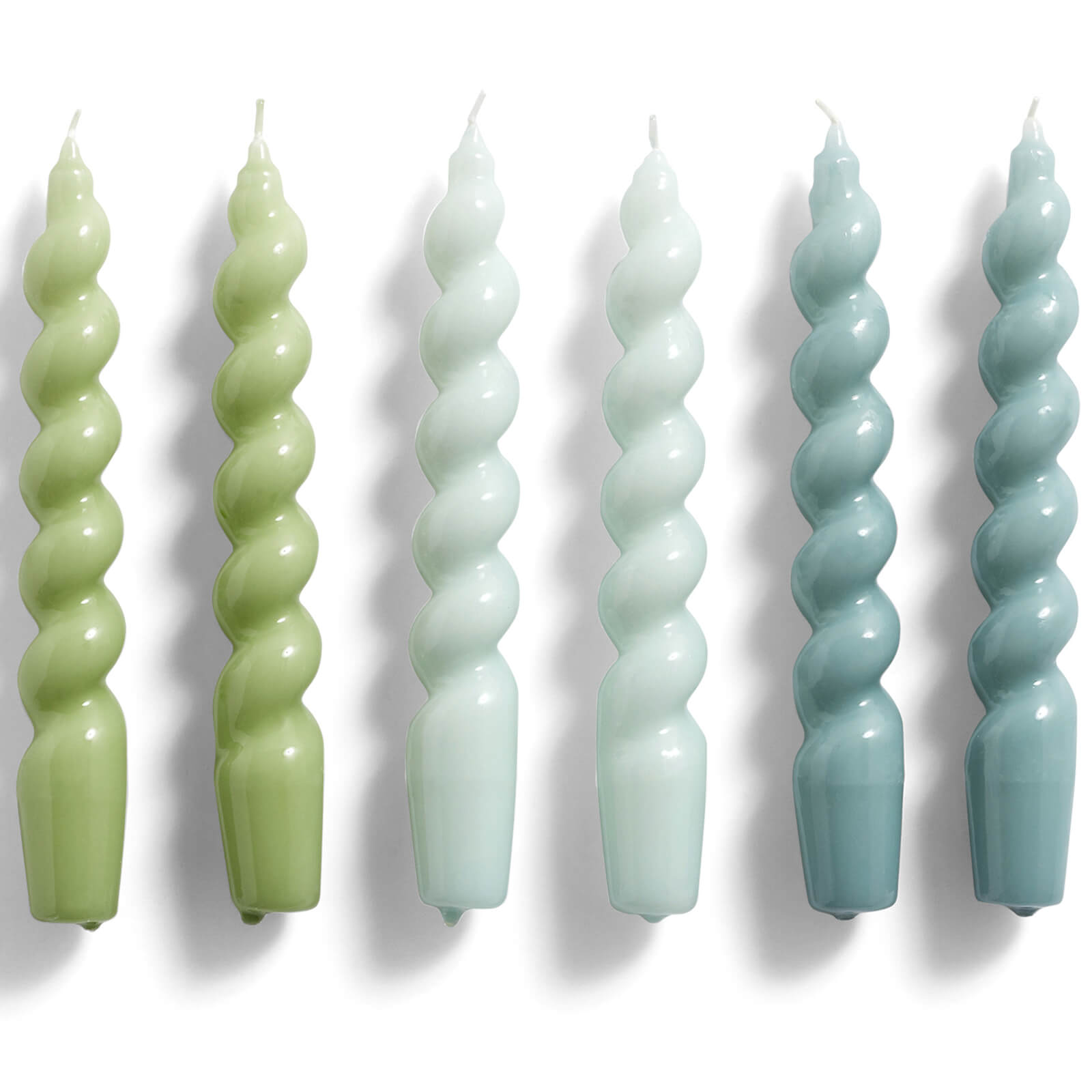 HAY Candle Spiral Set of 6 - Green/Blue/Teal