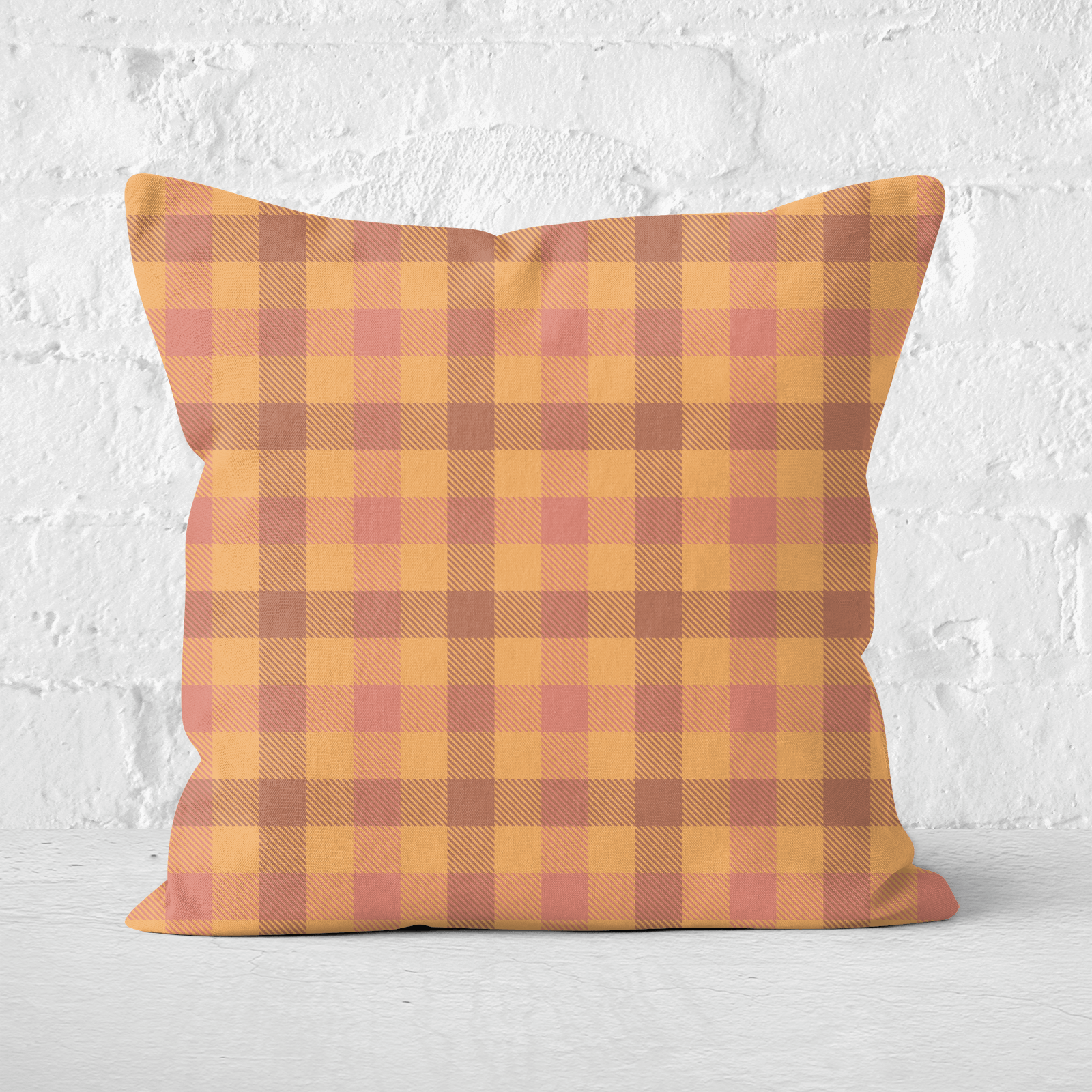 Autumn Tartan Square Cushion - 60x60cm - Soft Touch
