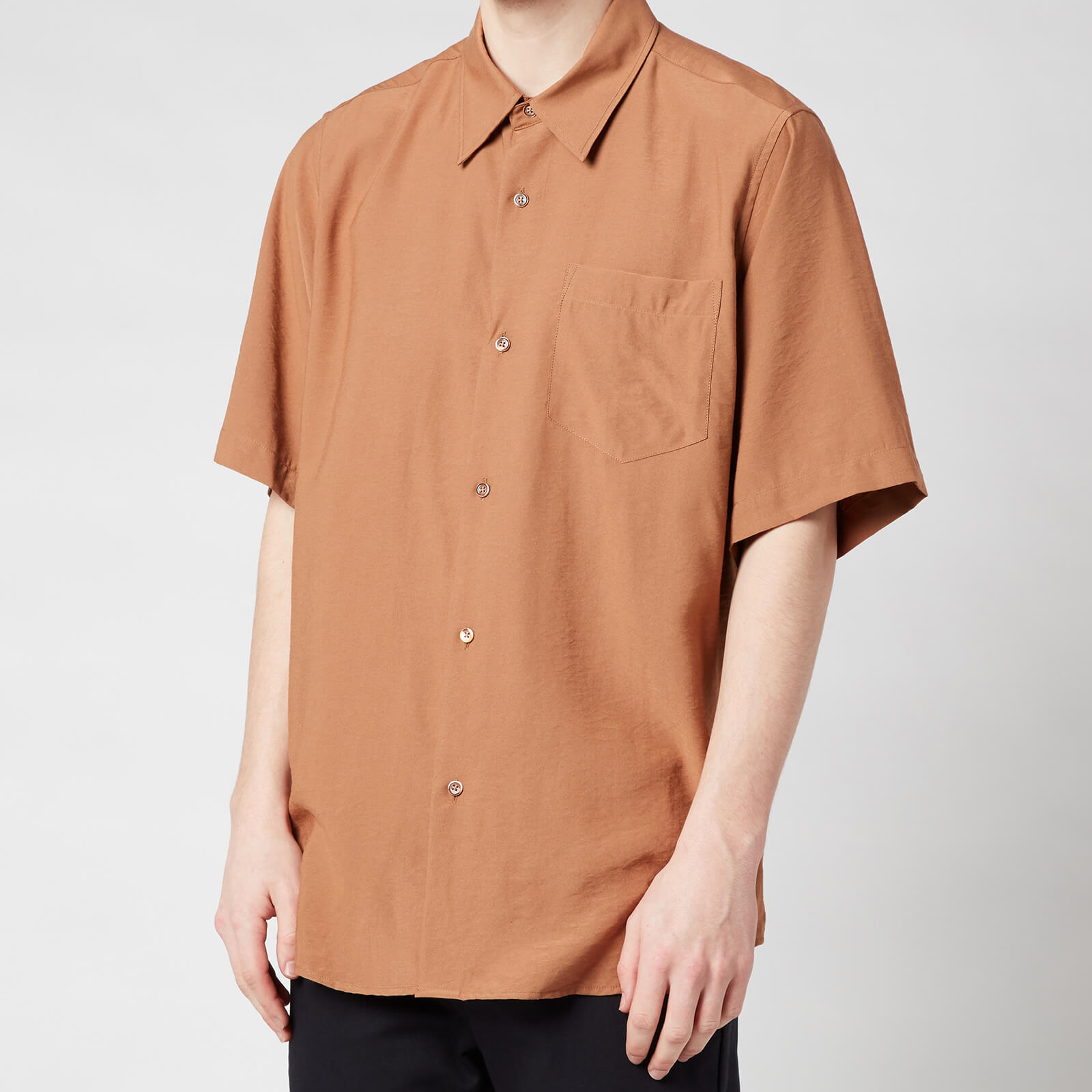 AMI Men's Summer Fit Short Sleeve Shirt - Brown - 40/L